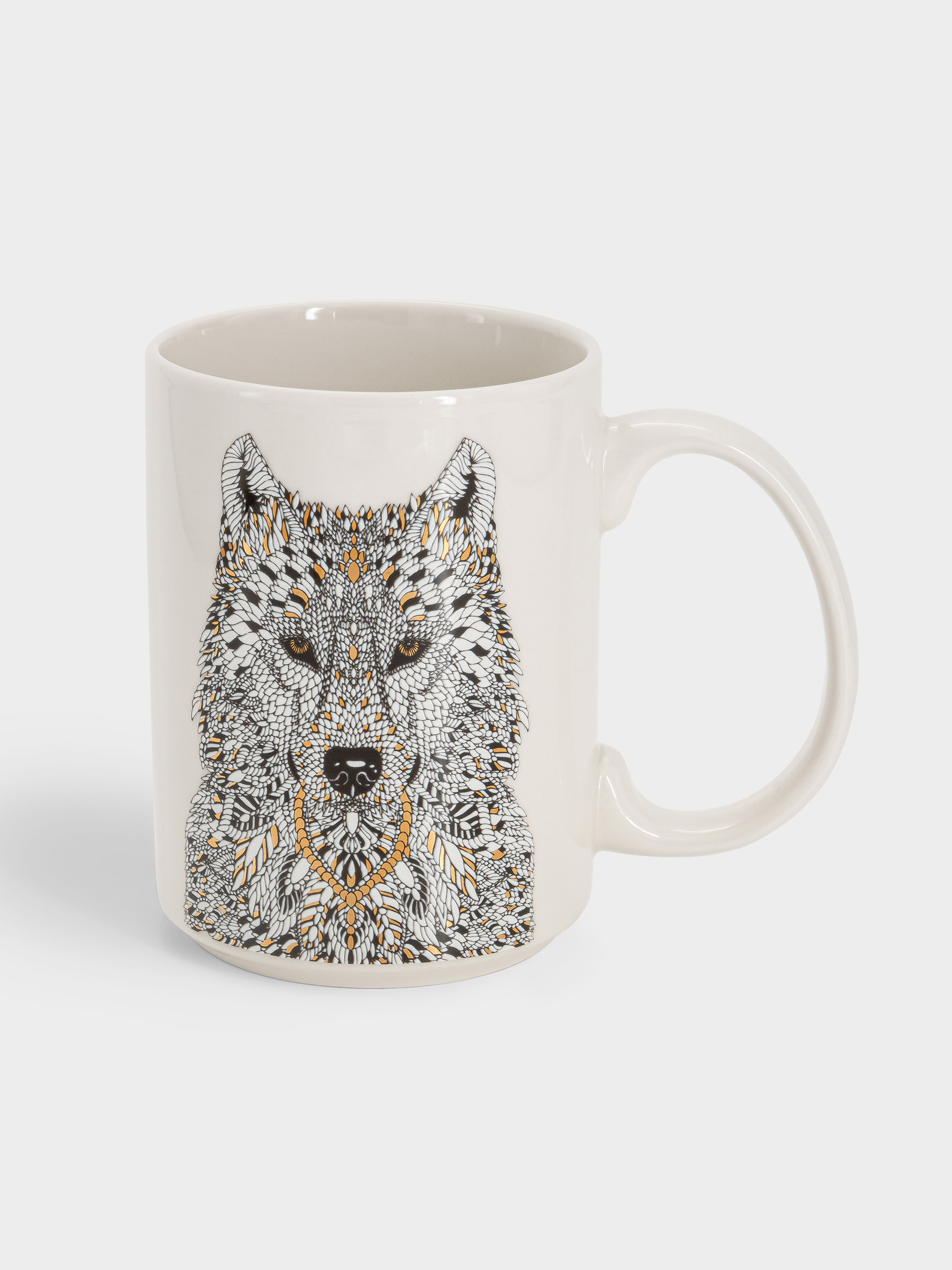 Кружка, 500 мл, фарфор N, белая, Волк, Wild