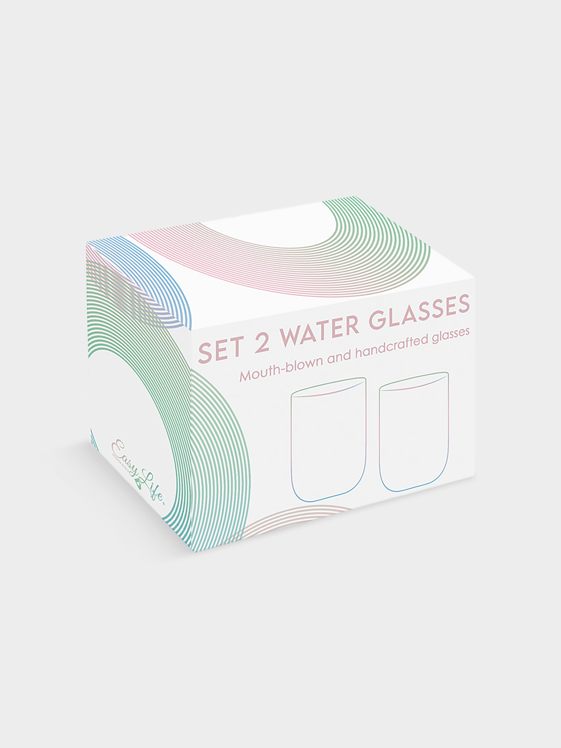 Набор стаканов для воды, 2 пр, 390 мл, стекло, зелёные, Rainbow