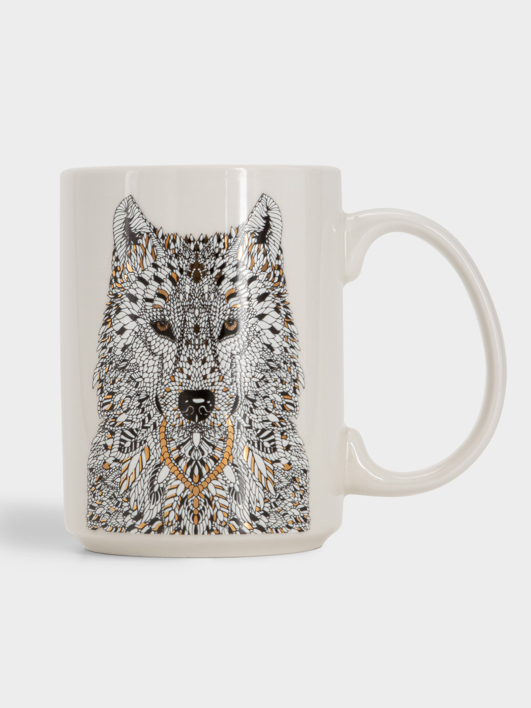 Кружка, 500 мл, фарфор N, белая, Волк, Wild