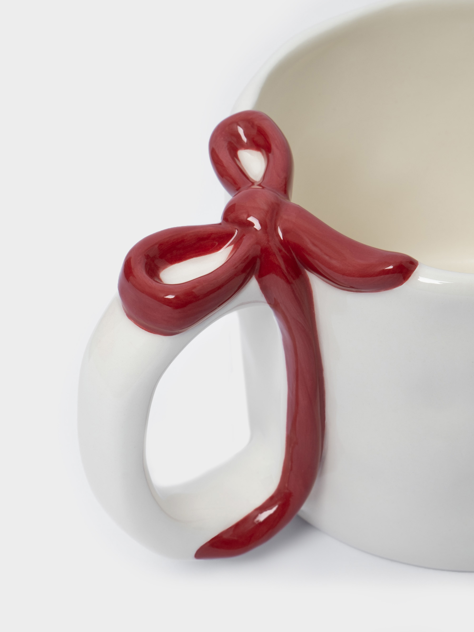 Кружка, 400 мл, керамика, молочно-красная, Бант