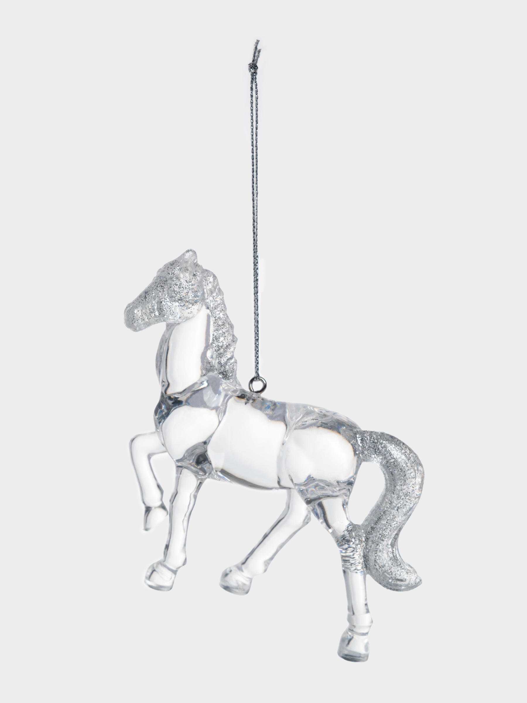 Игрушка елочная, 9 см, акрил, серебристая, Лошадь, Horse