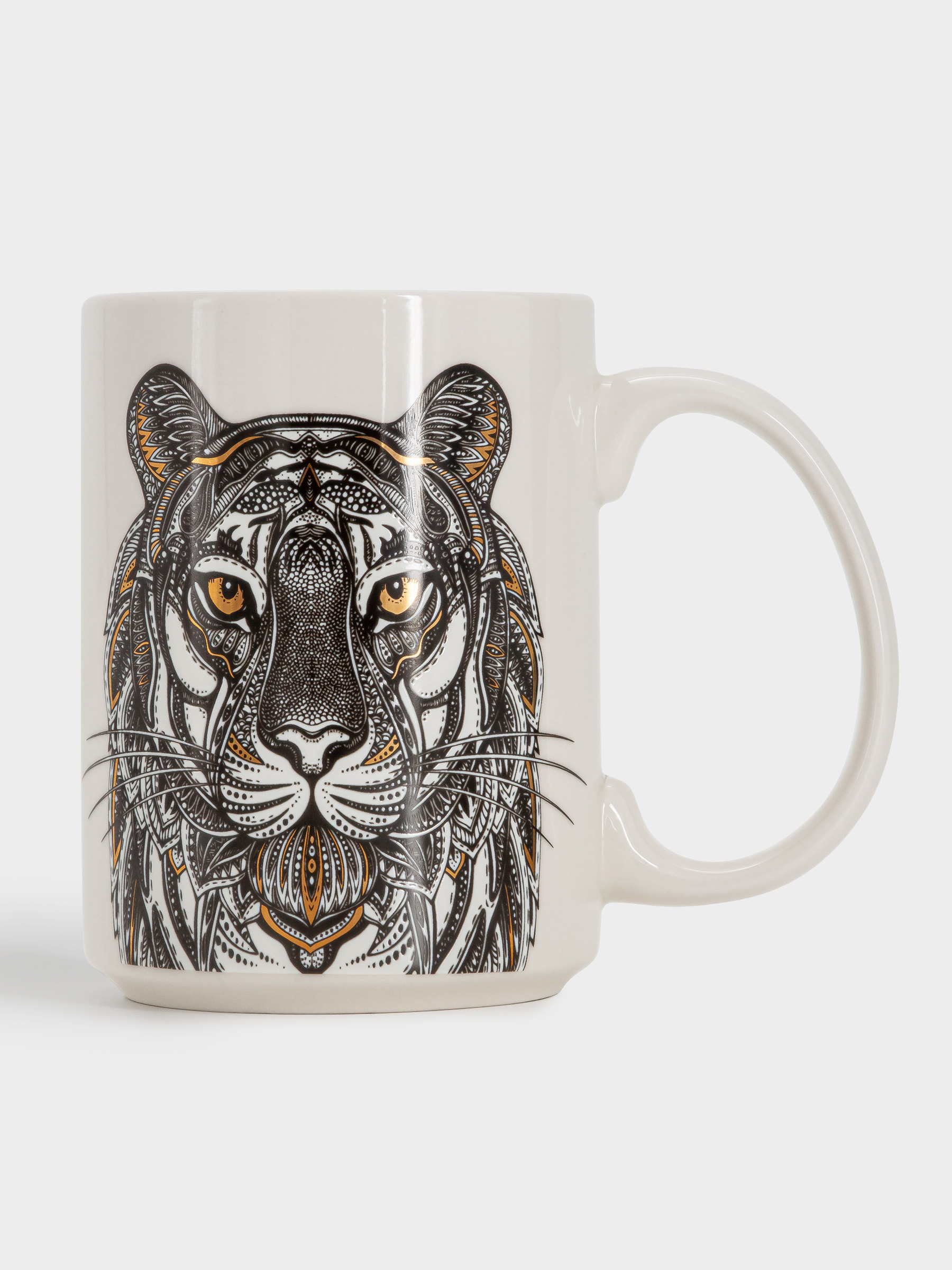 Кружка, 500 мл, фарфор N, белая, Тигр, Wild