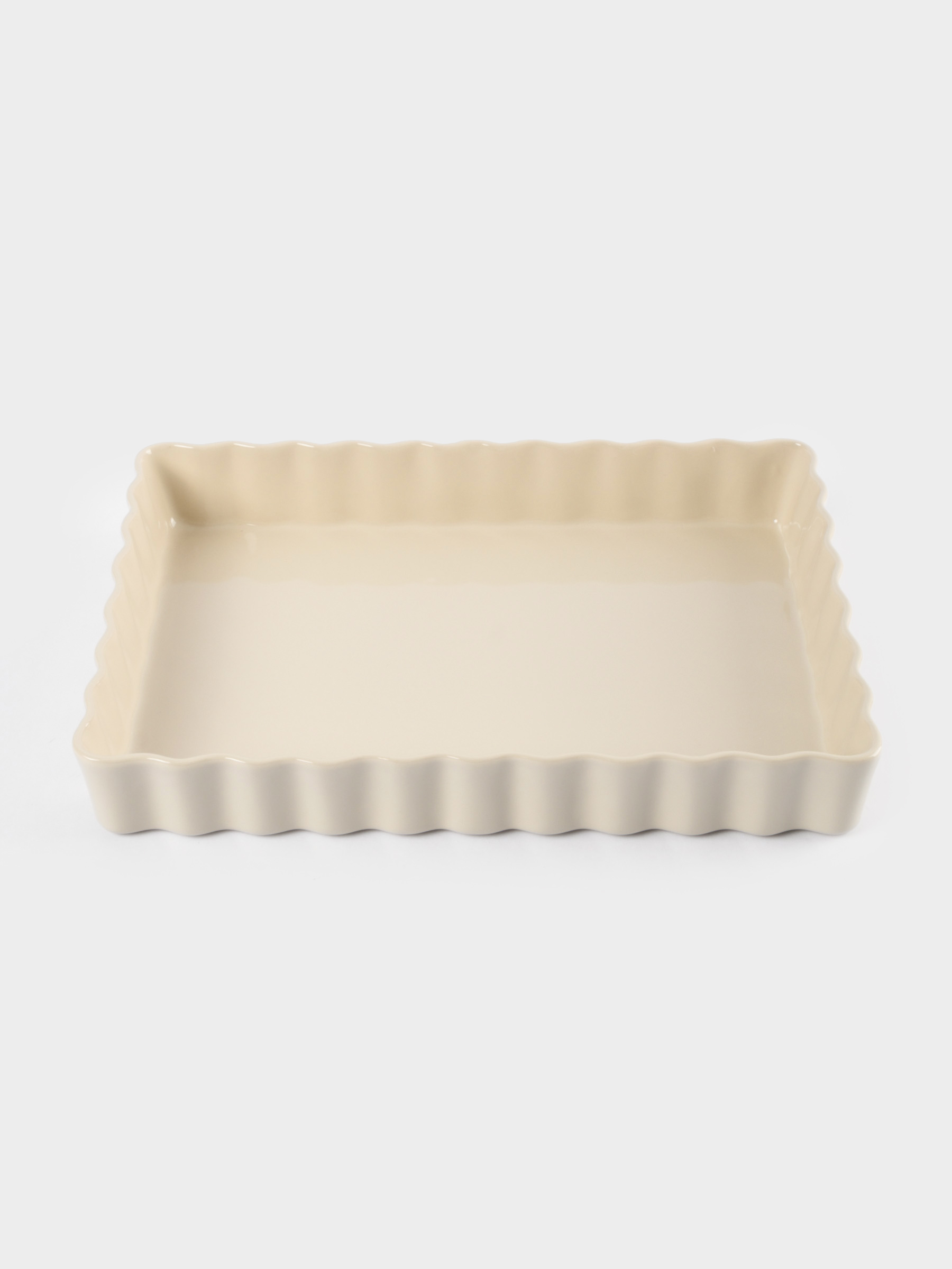 Форма для запекания, 29х21 см, керамика, прямоугольная, бежевая, Ребристый край, Bagel