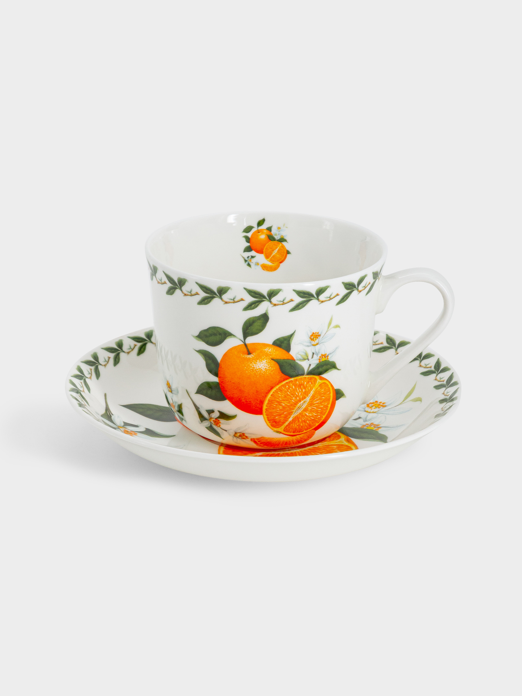 Чашка с блюдцем, 480 мл, Апельсин