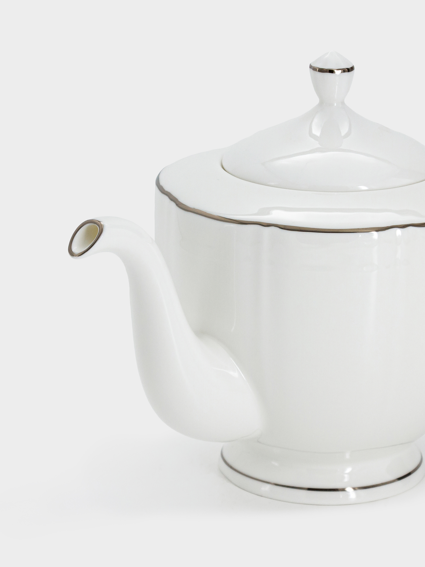 Чайник заварочный, 1,1 л, фарфор F, белый, с серебристым кантом, Lotus silver