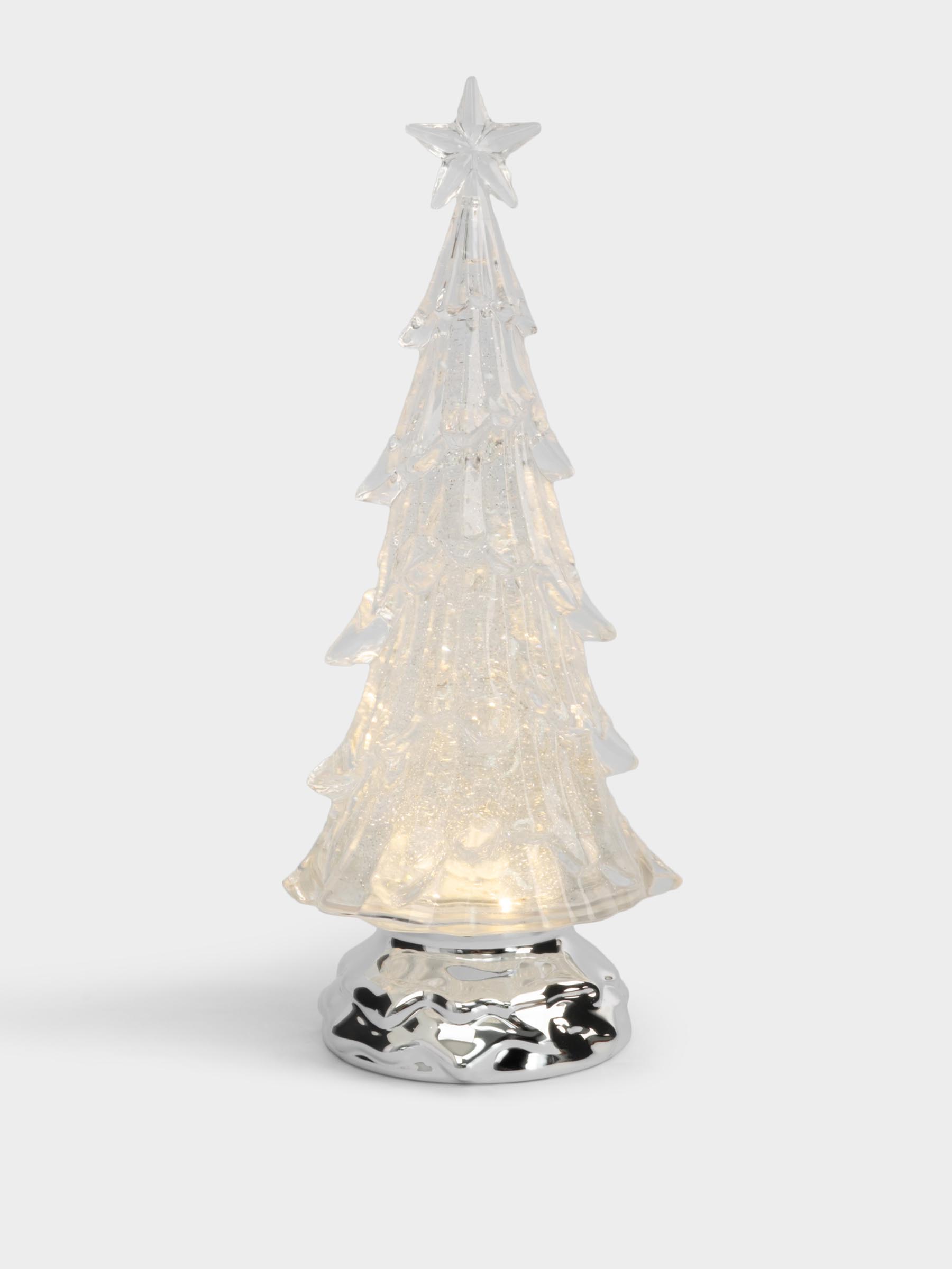 Снежный фонарь, 27 см, с подсветкой, акрил, серебристый, Ель с летающими блестками, Event