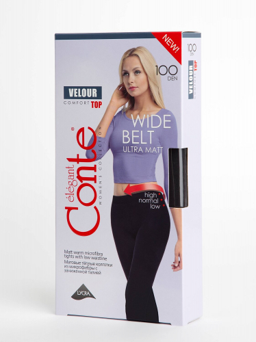 ст. цена390руб.! Conte elegant Колготки VELOUR TOP 100 Lycra®