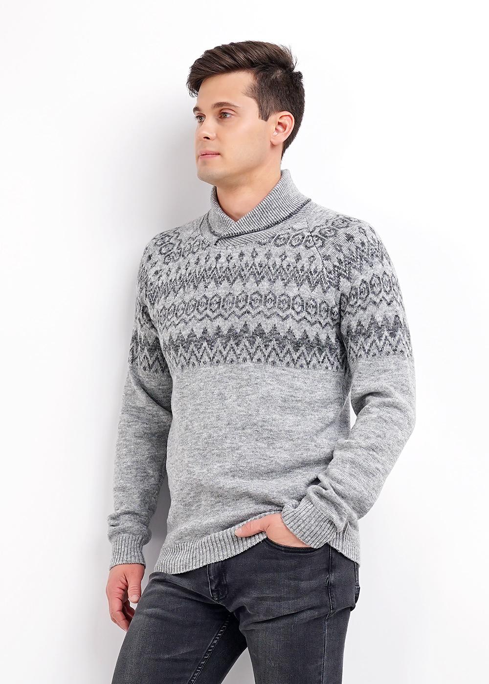 CLE 492628хпэ Джемпер мужской 492628хпэ меланж серый