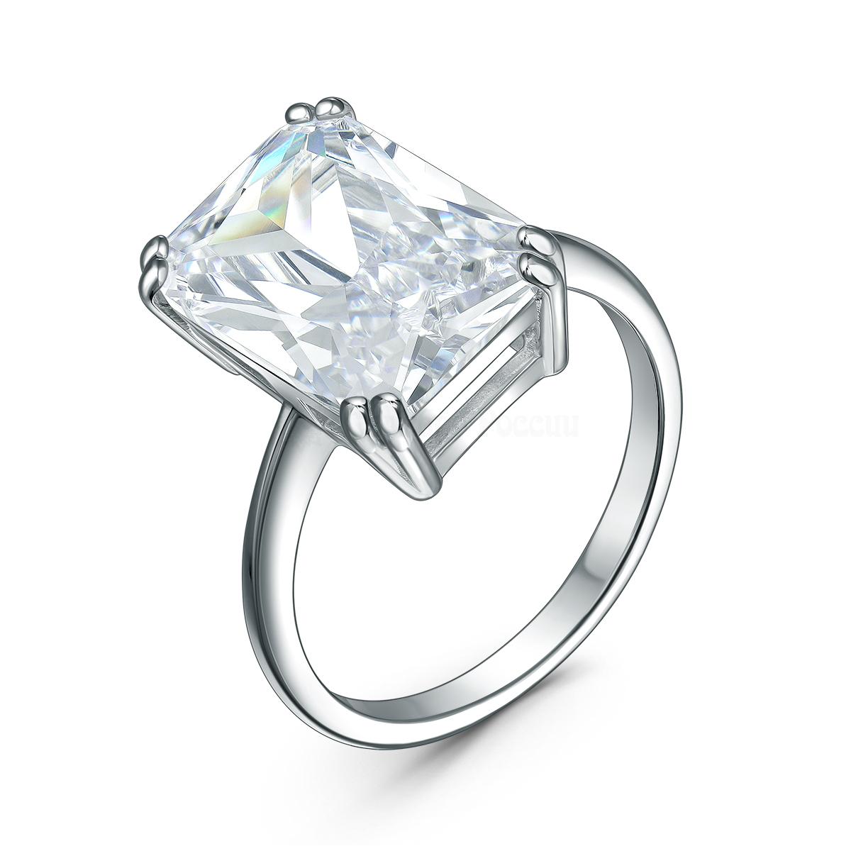 Кольцо из серебра с фианитом родированное - Прямоугольник 1-037р200