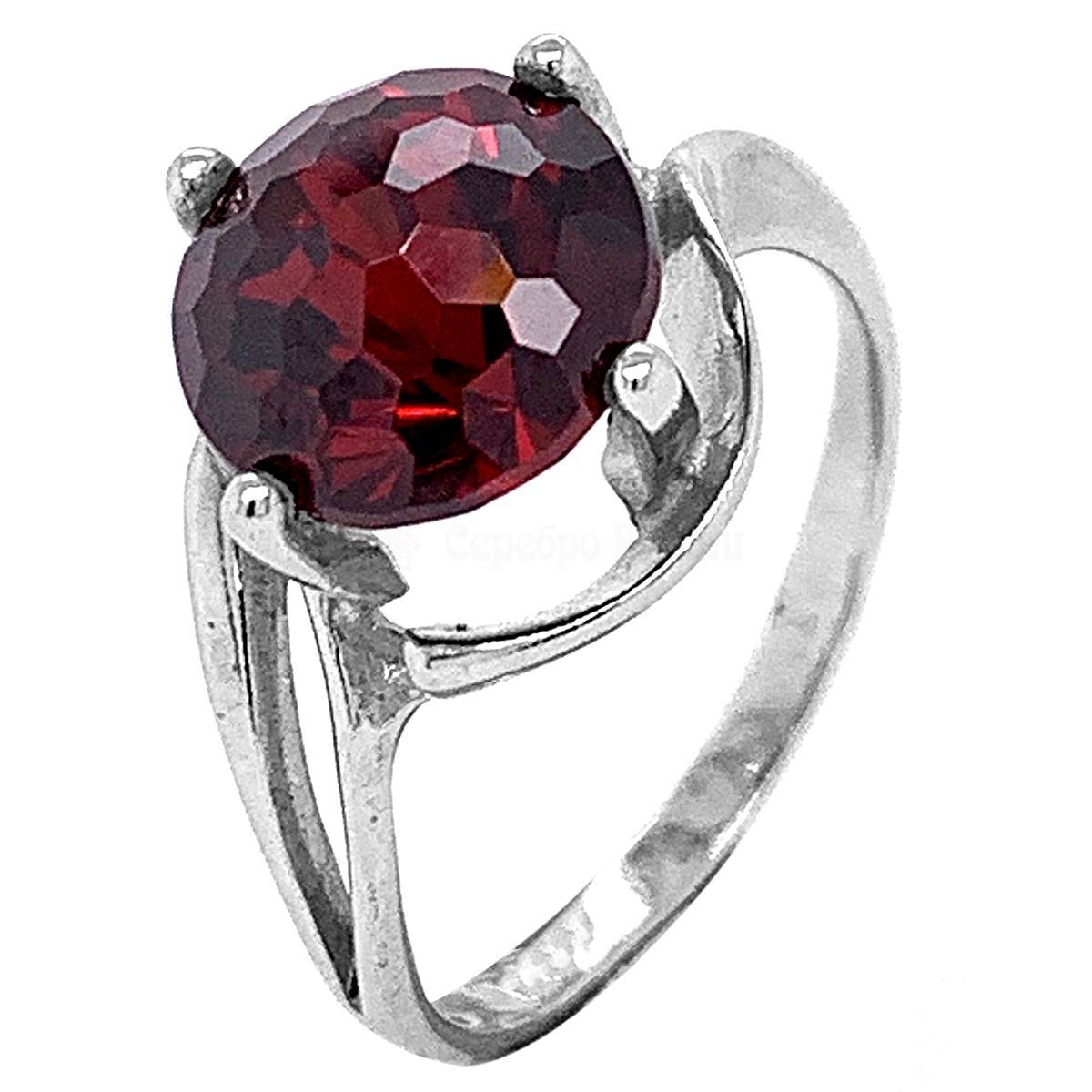 Кольцо из серебра с пл.кварцем цв.гранат родированное 925 пробы к751-кварц