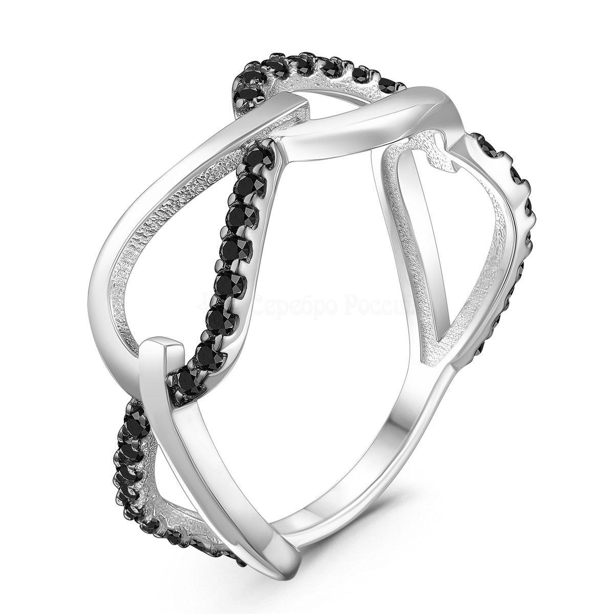 Кольцо из серебра с фианитами родированное 925 пробы К-7316р216