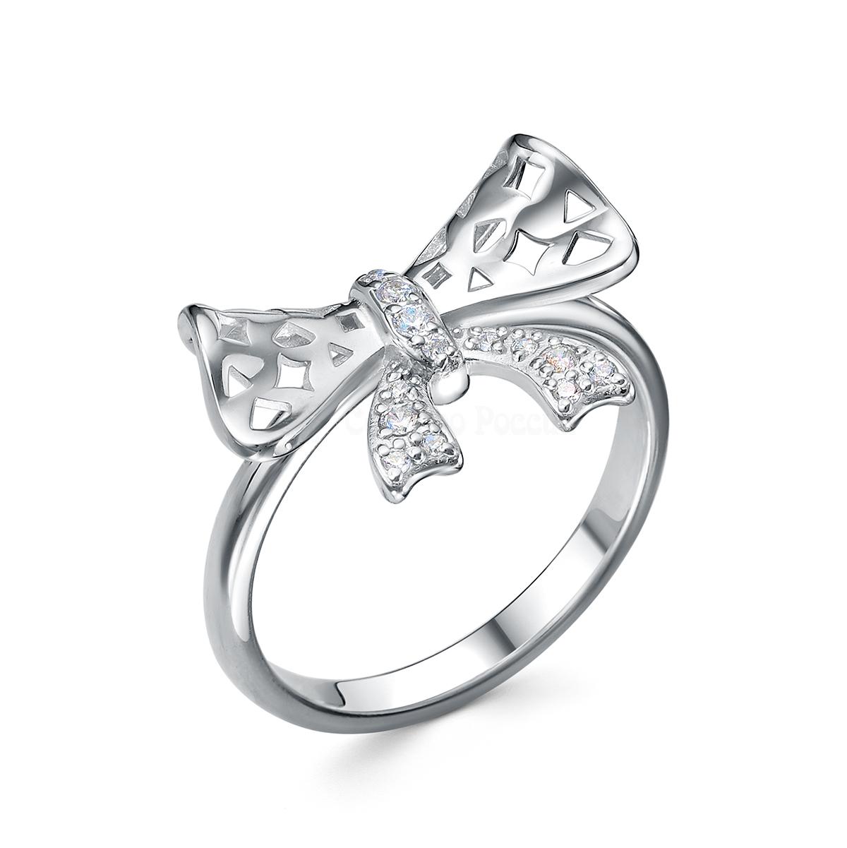 Кольцо из серебра с фианитами родированное - Бант 211-10-269р