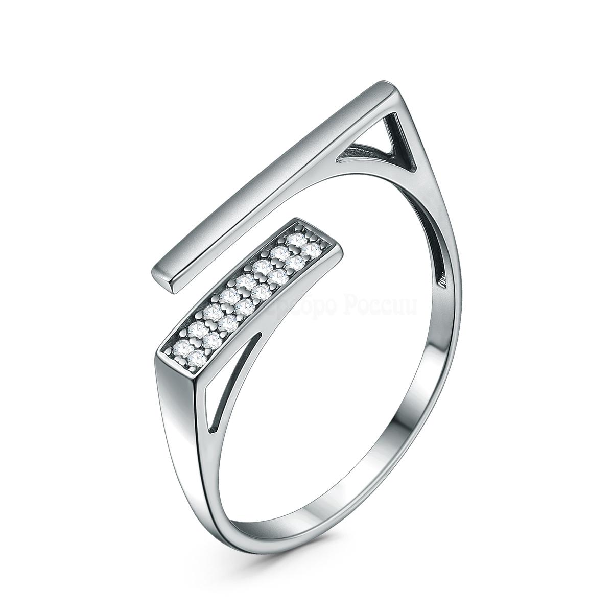 Кольцо из серебра с фианитами родированное к-4923-р