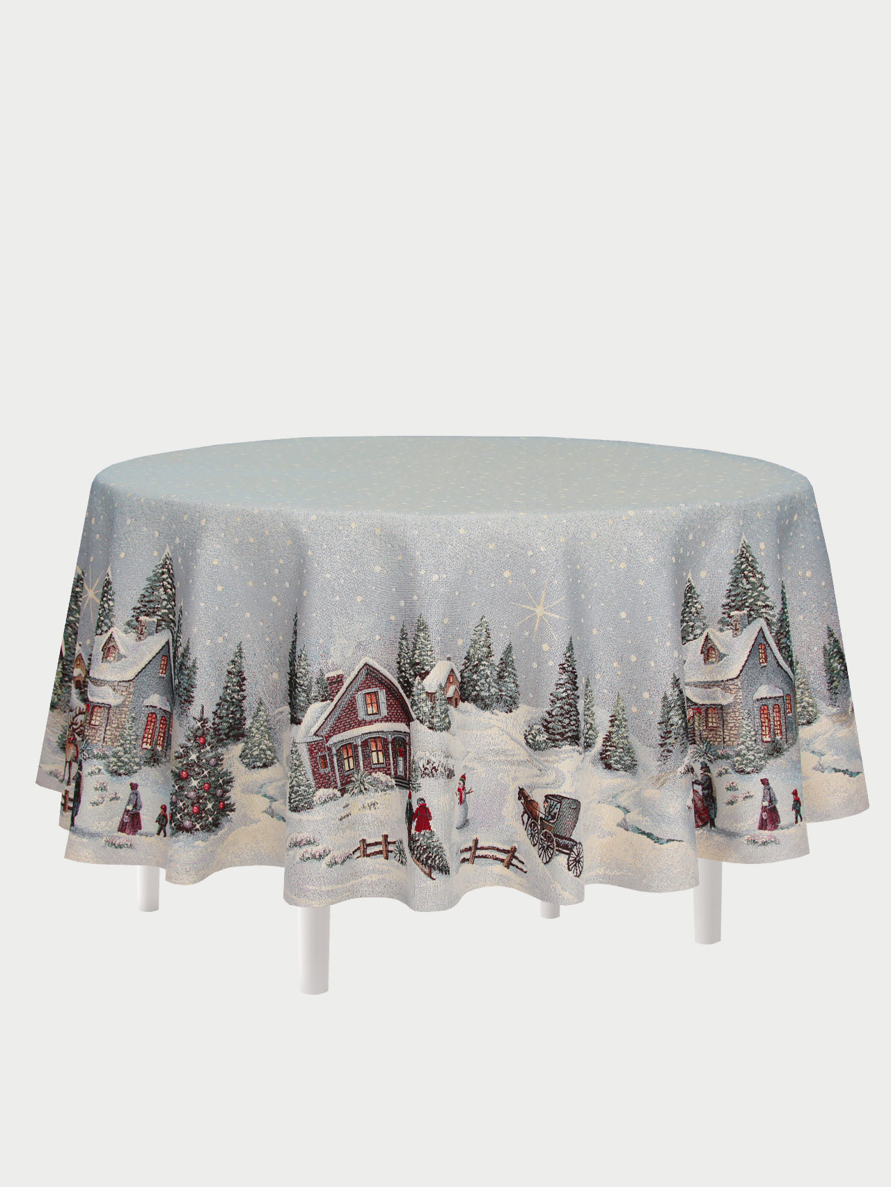Новогодний вечер голубой фон Скатерть круг д186 см 2101543