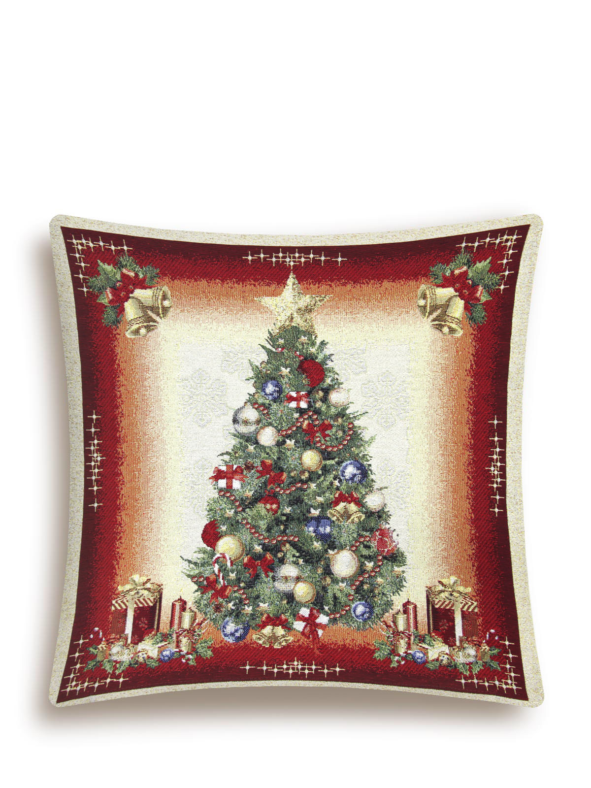 Новогодняя красавица красный фон Наволочка 45х45 см 2103869