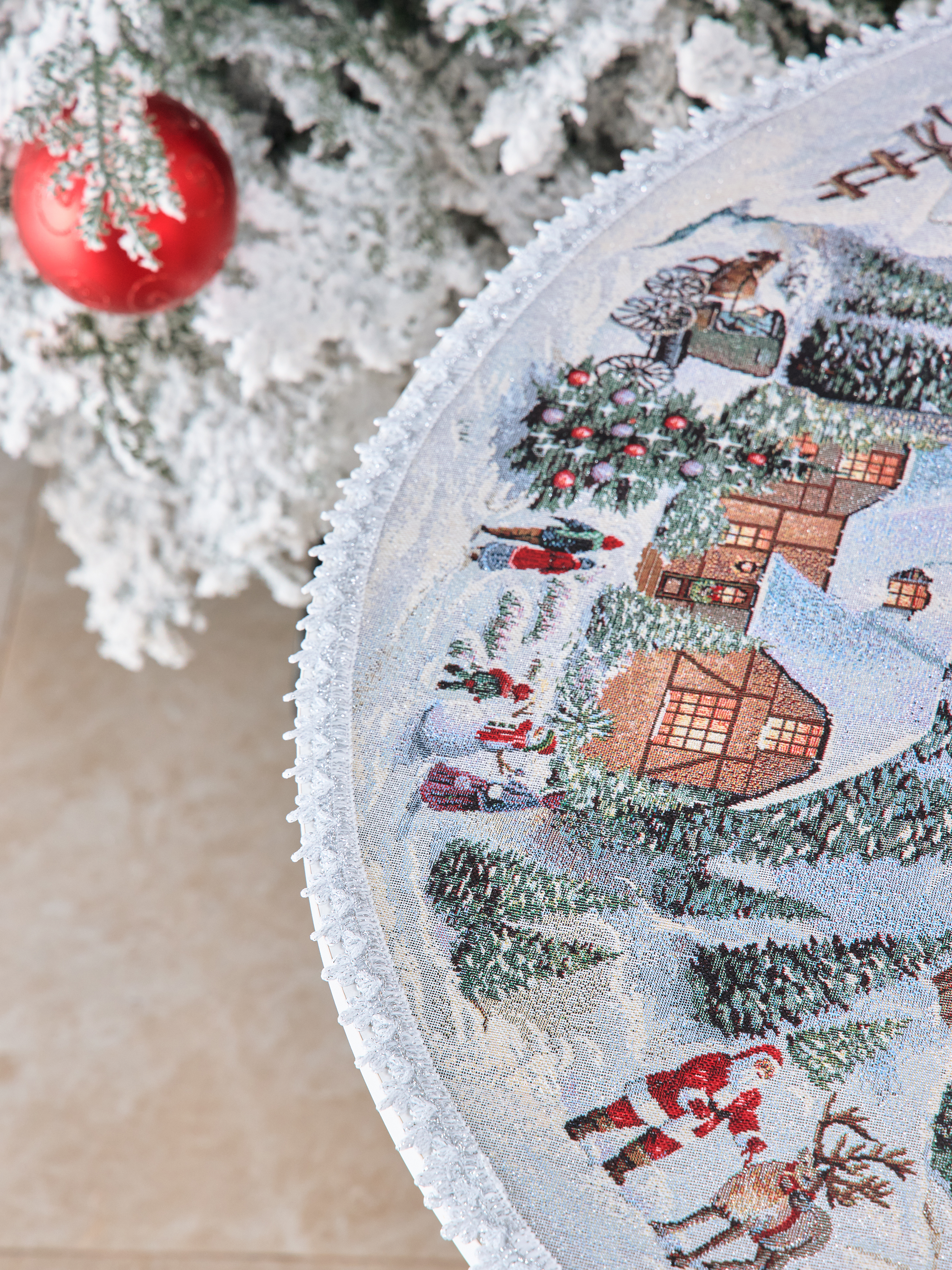 Новогодний вечер голубой фон Салфетка круг д93 см 2101545