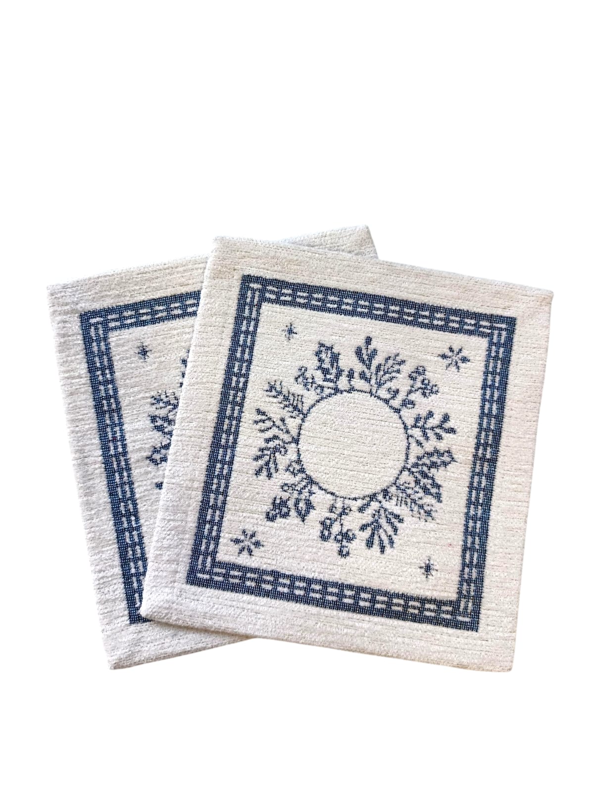 Нидерланды голубой Венок Комплект салфеток 2шт 16х16 см шенилл серебро 2519538 New