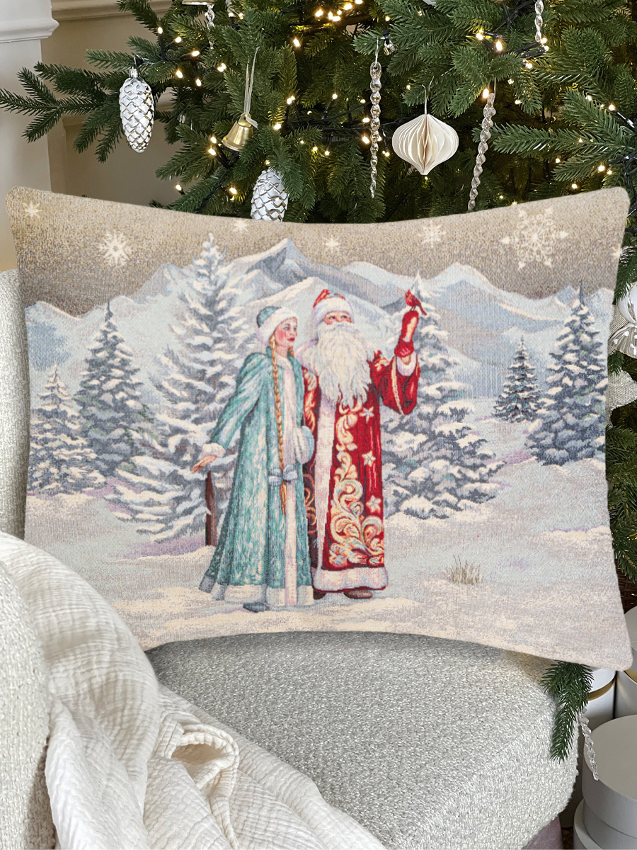 Снегурочка и ДМ Беж Салфетка 100х100 см серебро 2518920 New