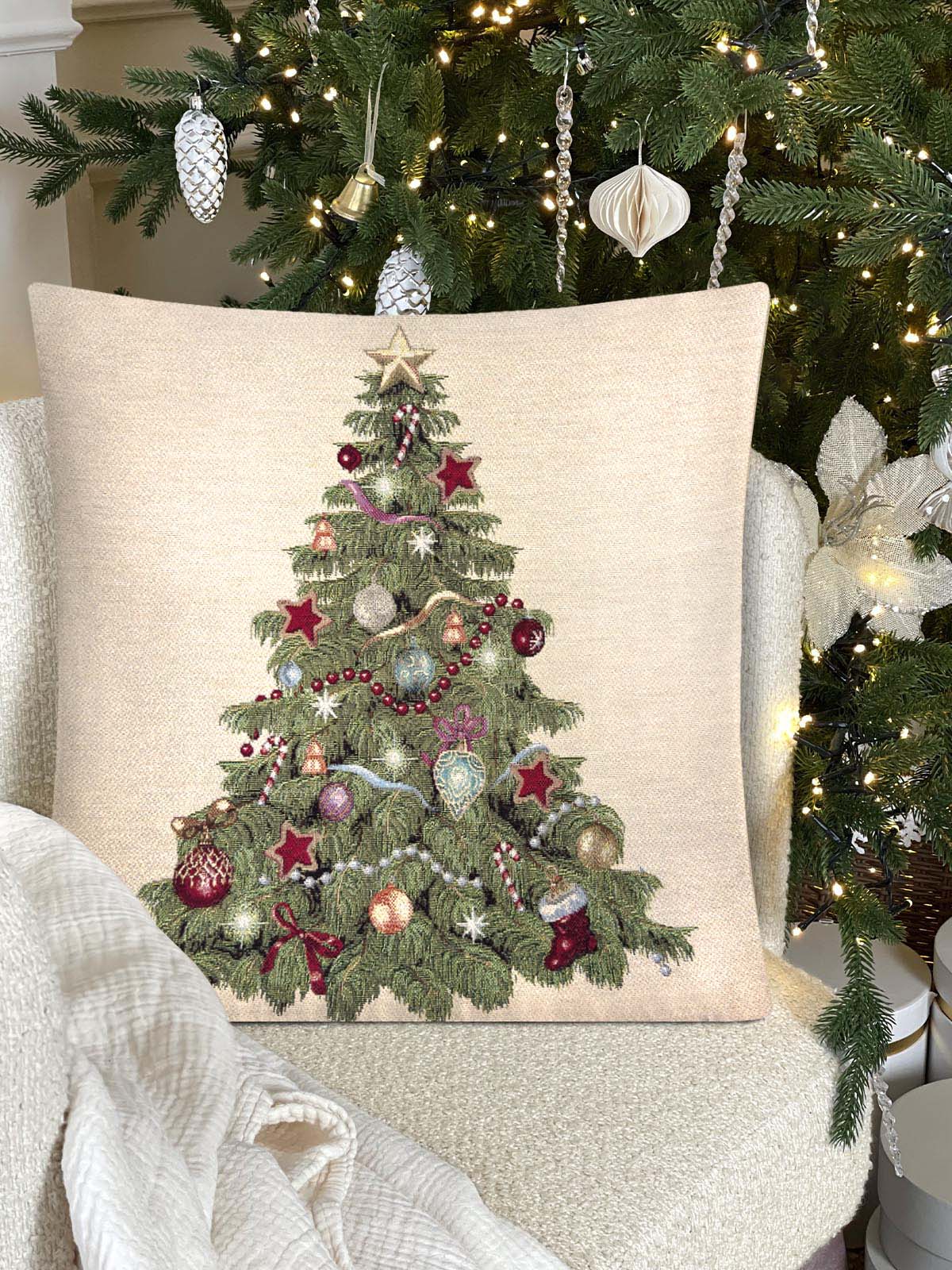 Новогодняя елка Наволочка 45х45 см 2107866 люрекс золото