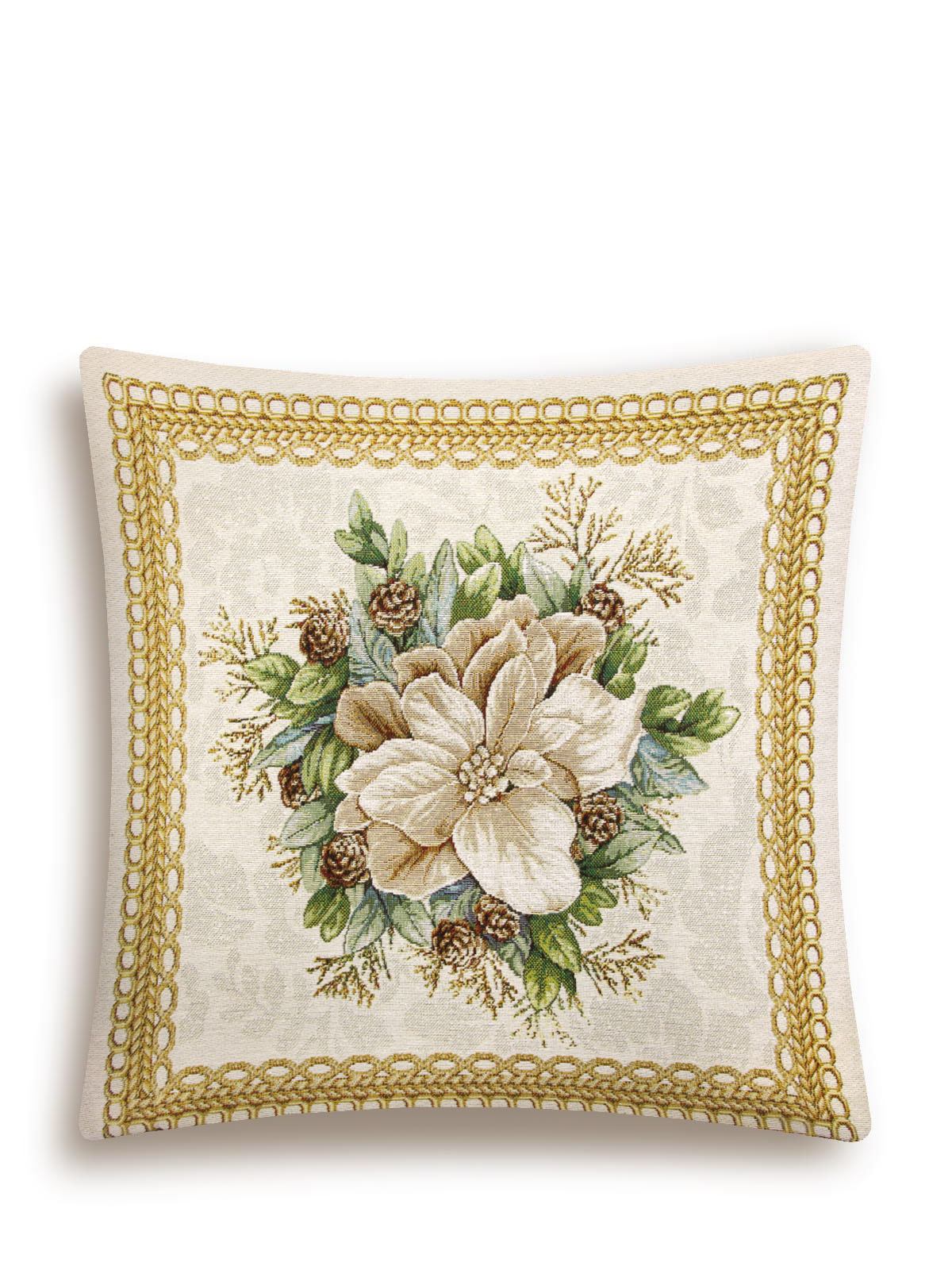 Золотые шары и свеча Наволочка 45х45 см Цветок 2104573