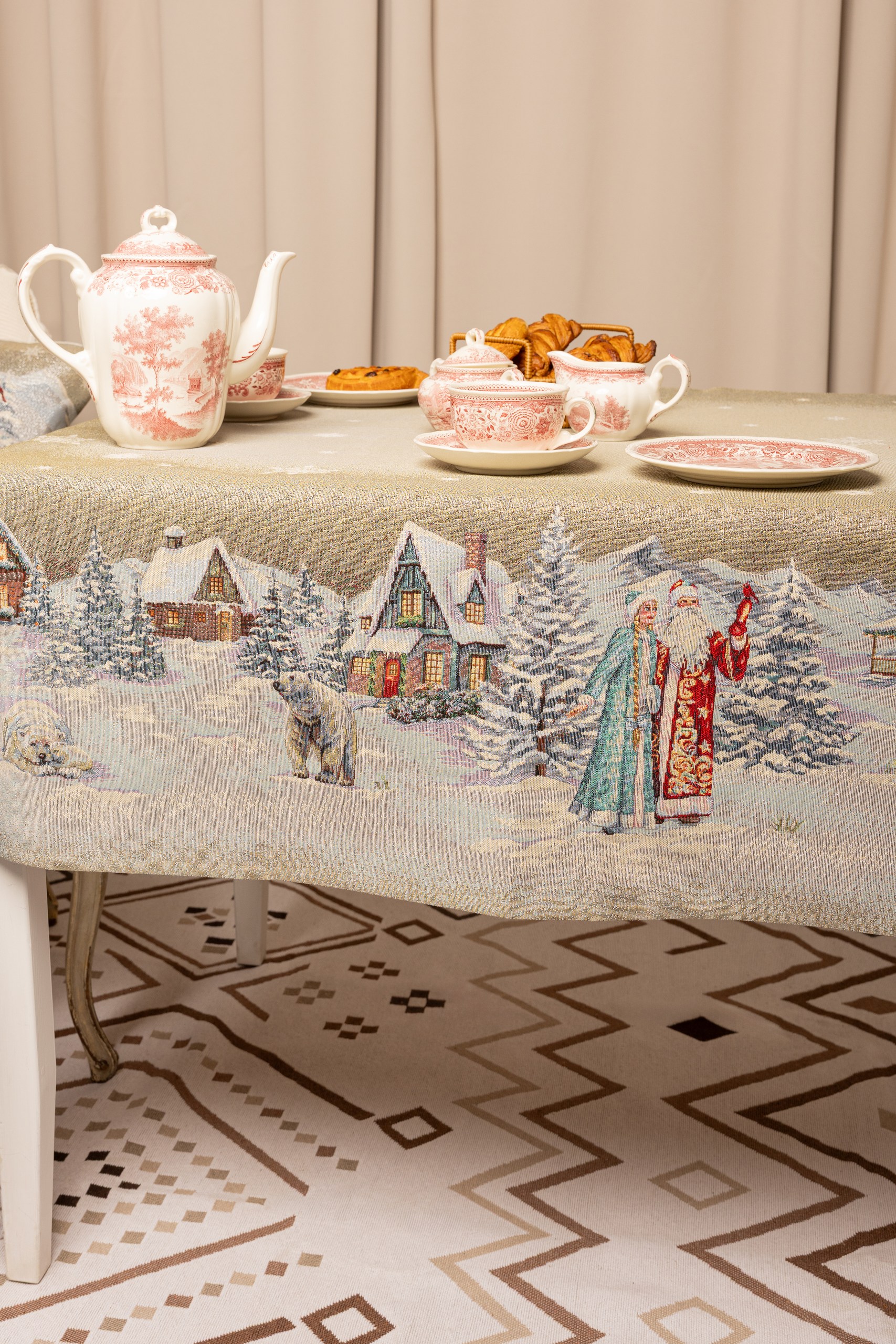 Снегурочка и ДМ Беж Комплект салфеток 2шт 35х45 см серебро 2518918 New