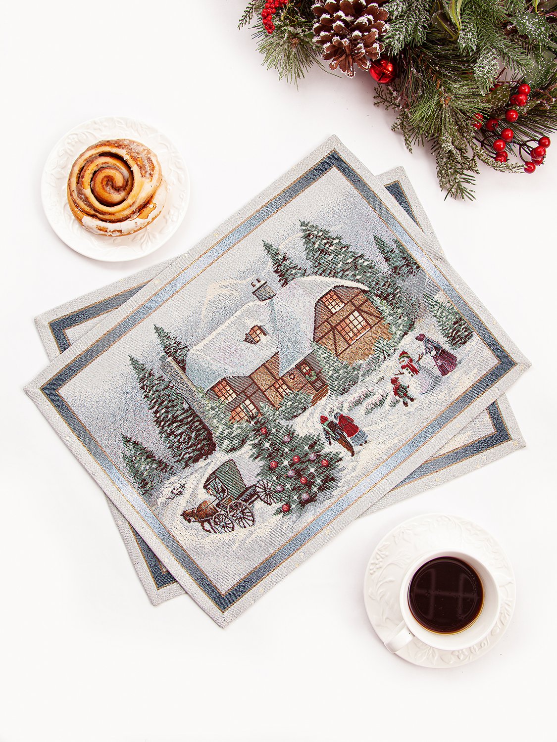 Новогодний вечер голубой фон Комплект салфеток 2шт 35х50 см 2104061