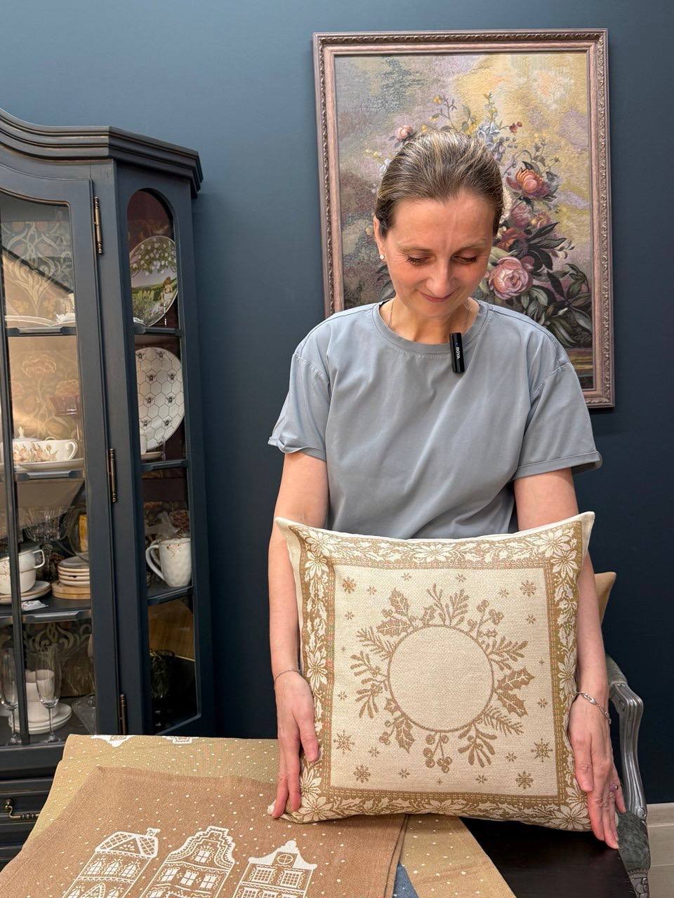 Нидерланды орнамент беж Веночек Наволочка 45х45 см серебро 2519113 New