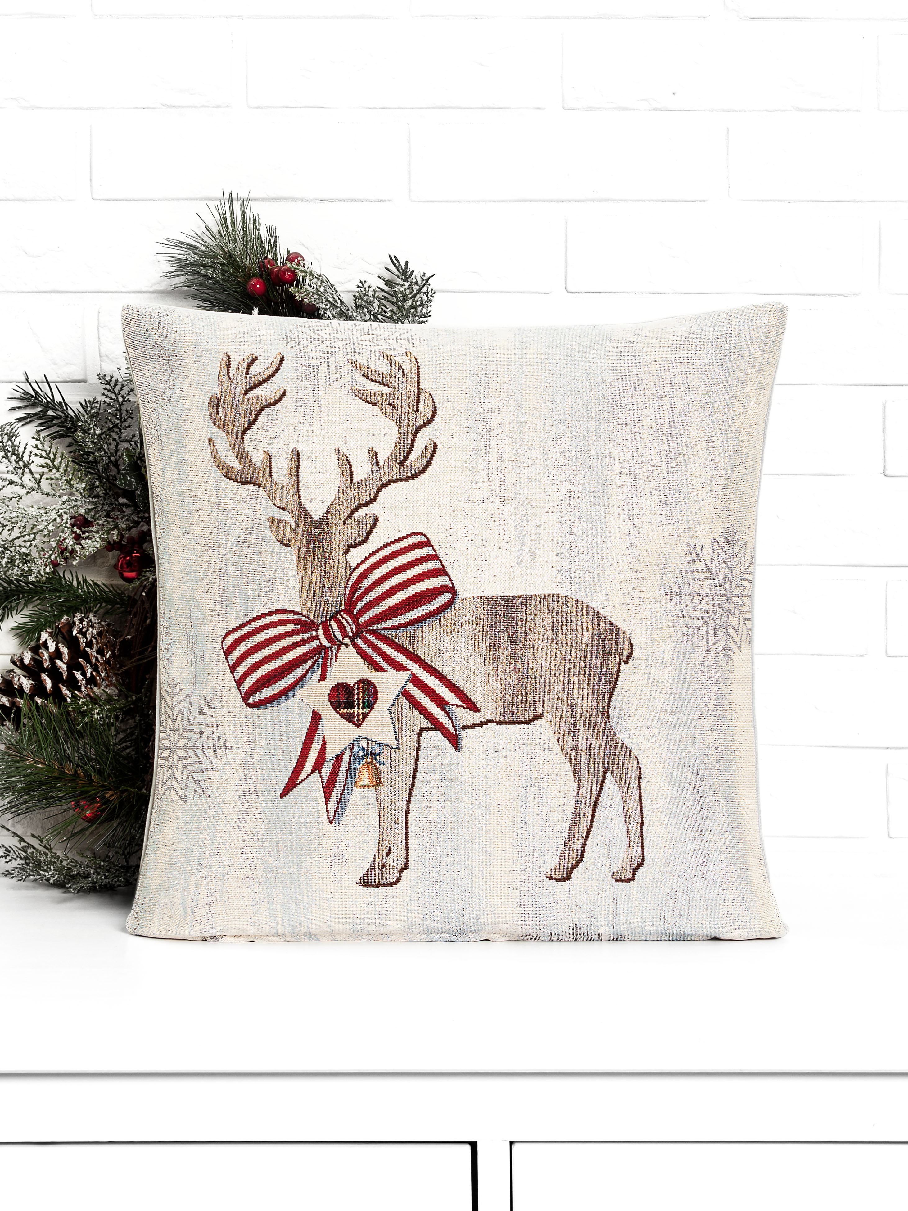 Новогодний прованс Олень Наволочка 45х45 см 2100994