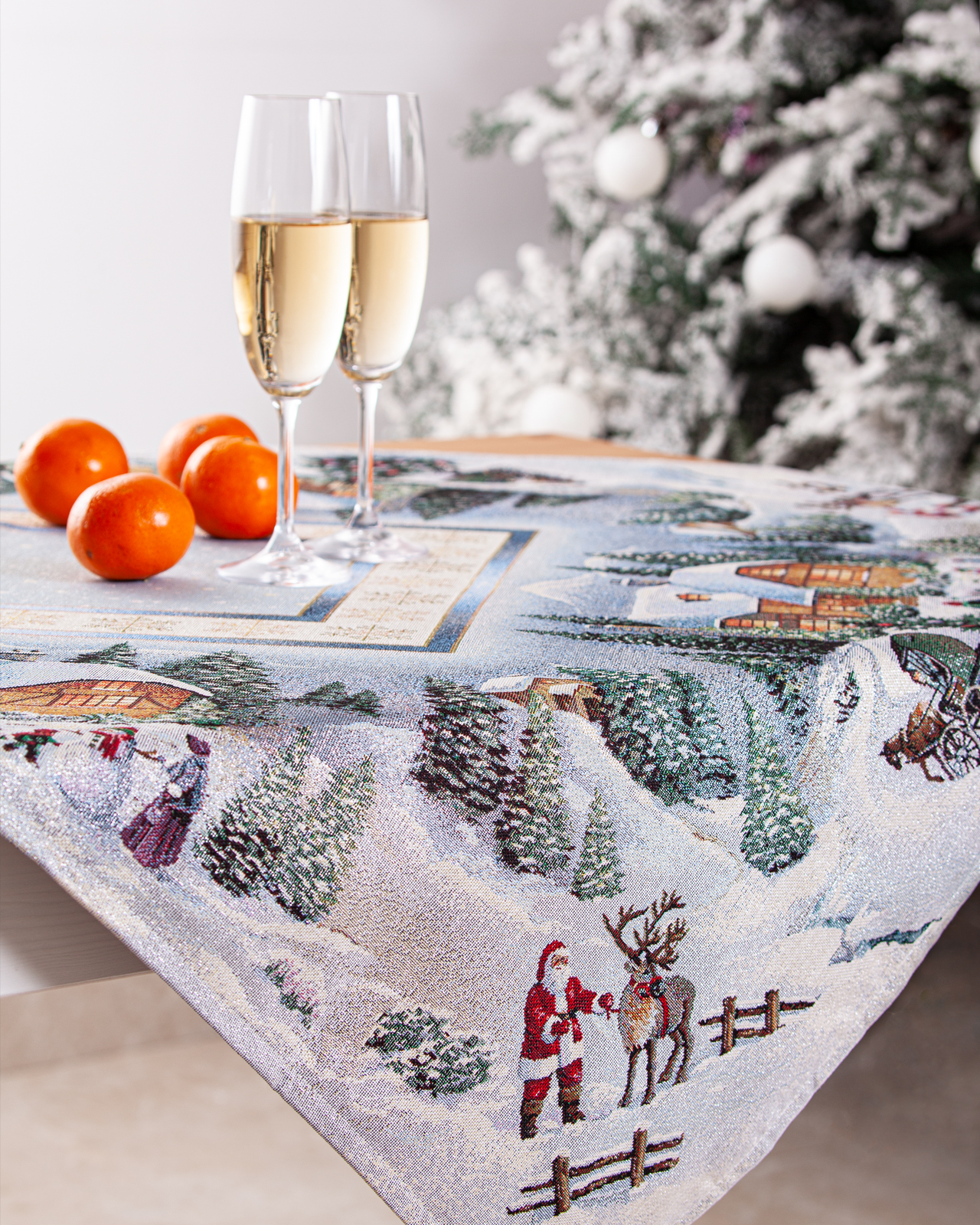 Новогодний вечер голубой фон Салфетка 100х100 см 2100266