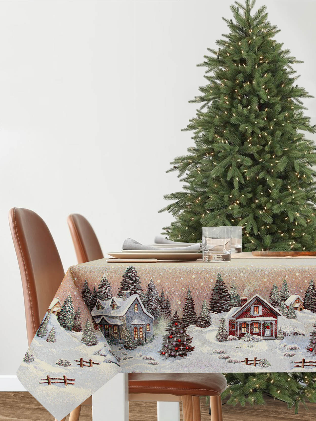 Новогодний вечер бежевый фон Скатерть 160х360 см 2106746