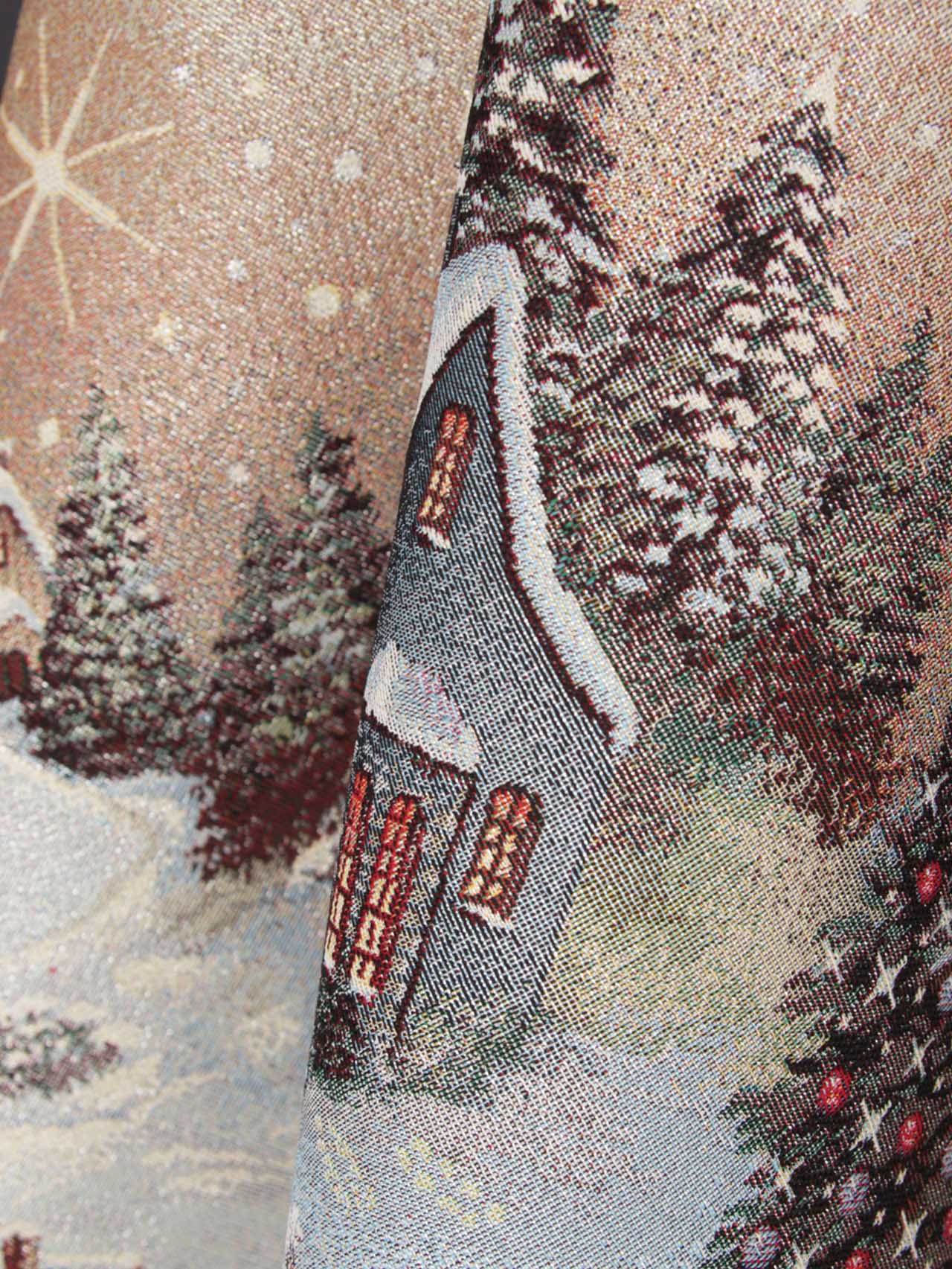 Новогодний вечер бежевый фон Скатерть овал 160х250 см 2106648