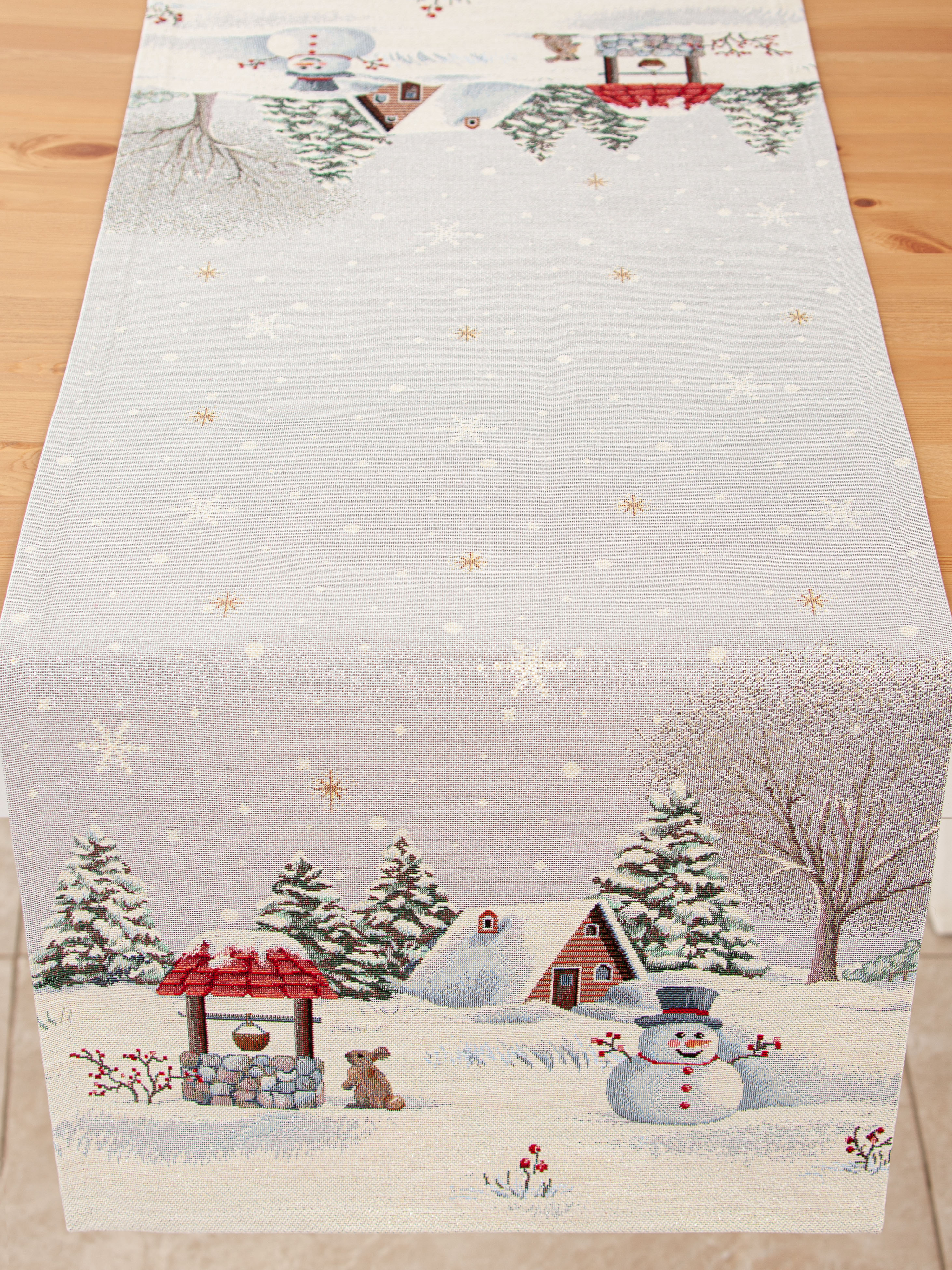 Олененок с птичкой Снеговик Салфетка 40х100 см 2105787