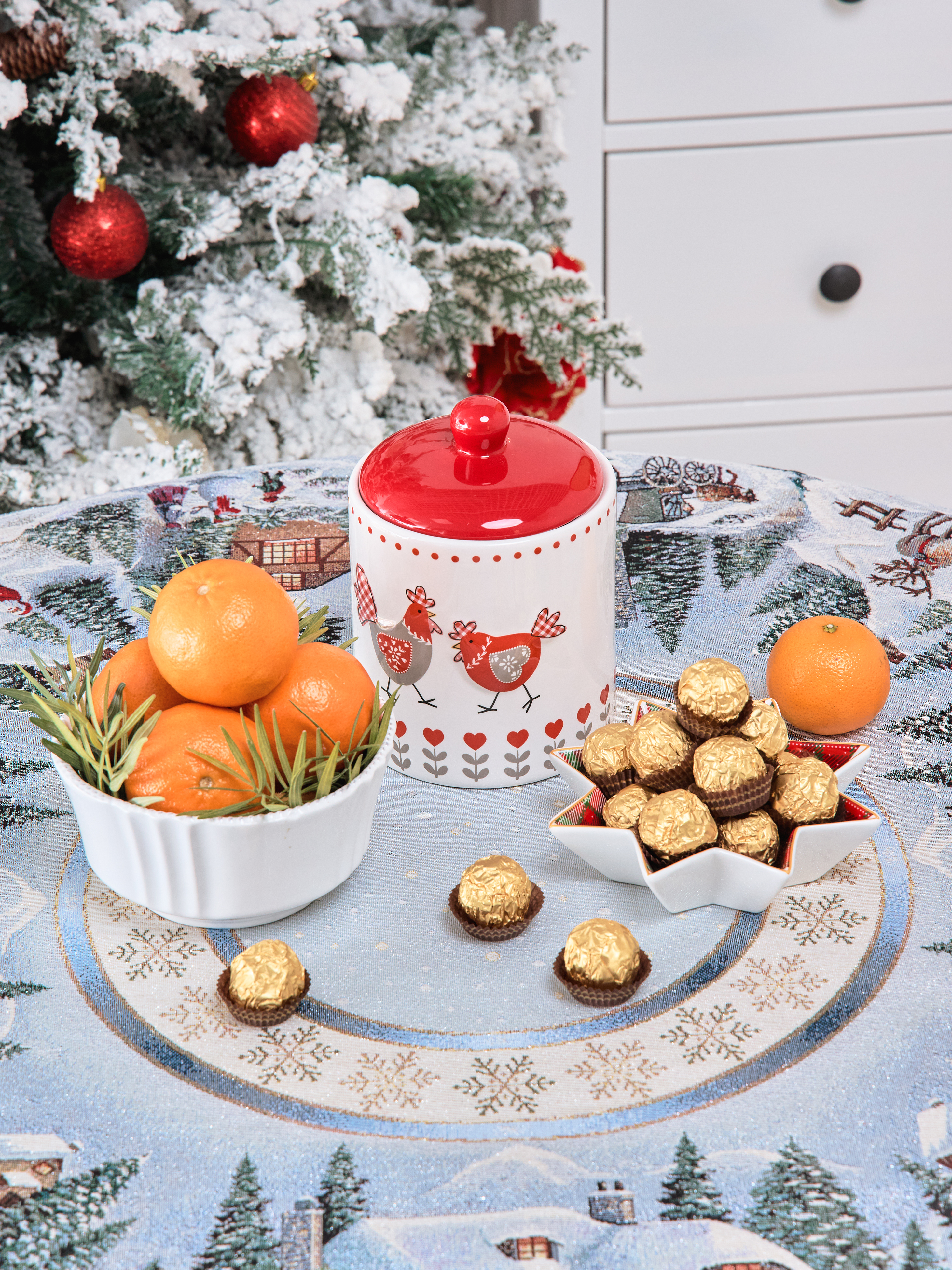 Новогодний вечер голубой фон Салфетка круг д93 см 2101545