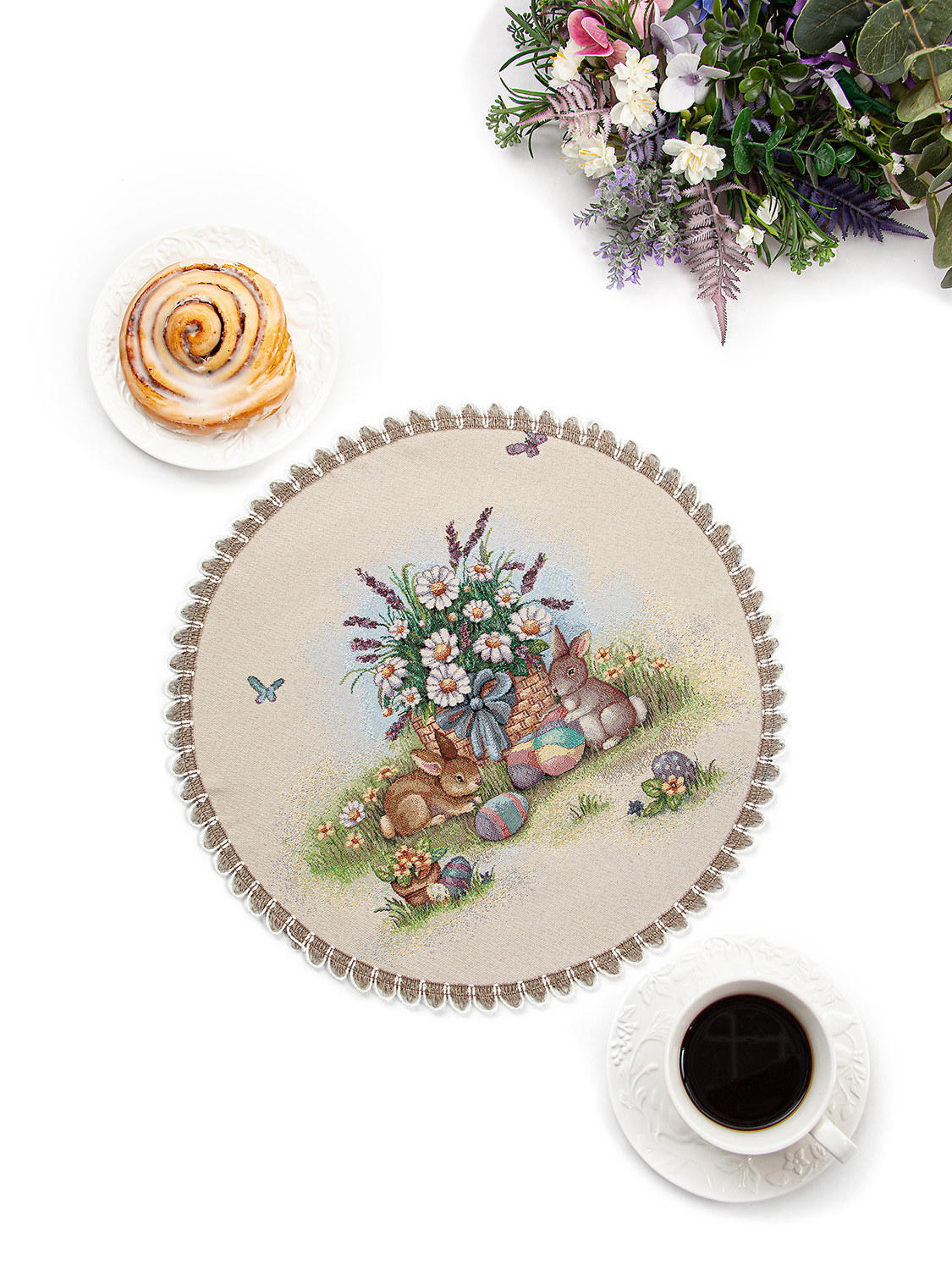 Ромашковая поляна Салфетка круглая д44 см 03365