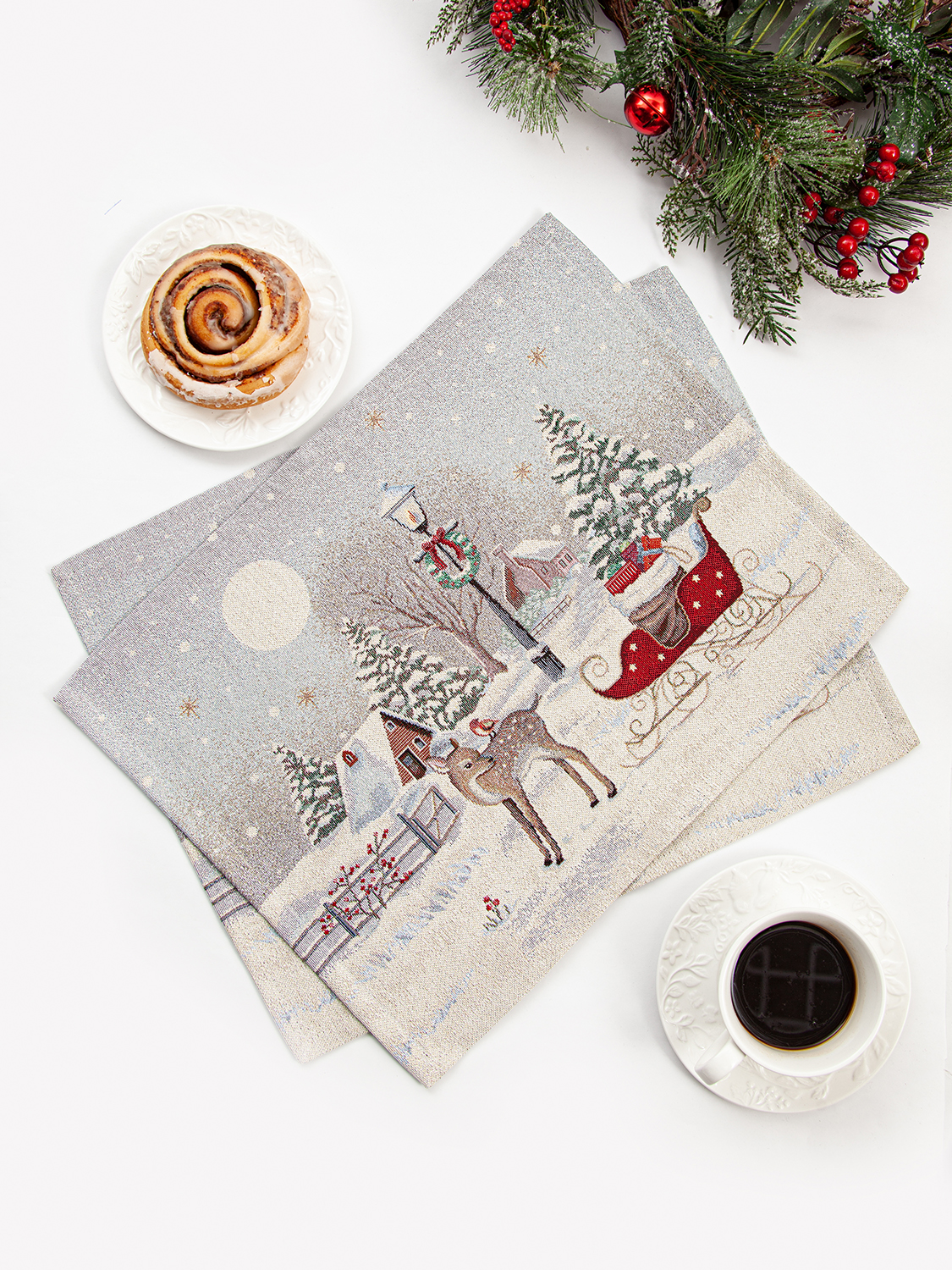 Олененок с птичкой Комплект салфеток 2шт 35х45 см 2104042