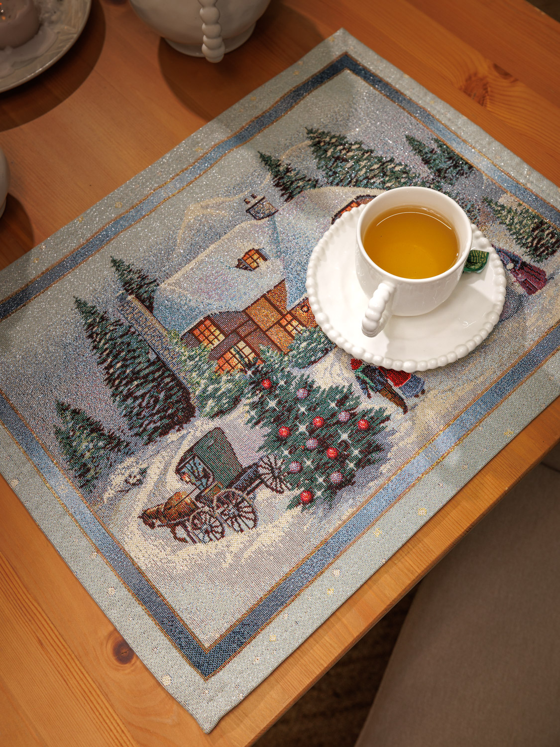 Новогодний вечер голубой фон Комплект салфеток 2шт 35х50 см 2104061