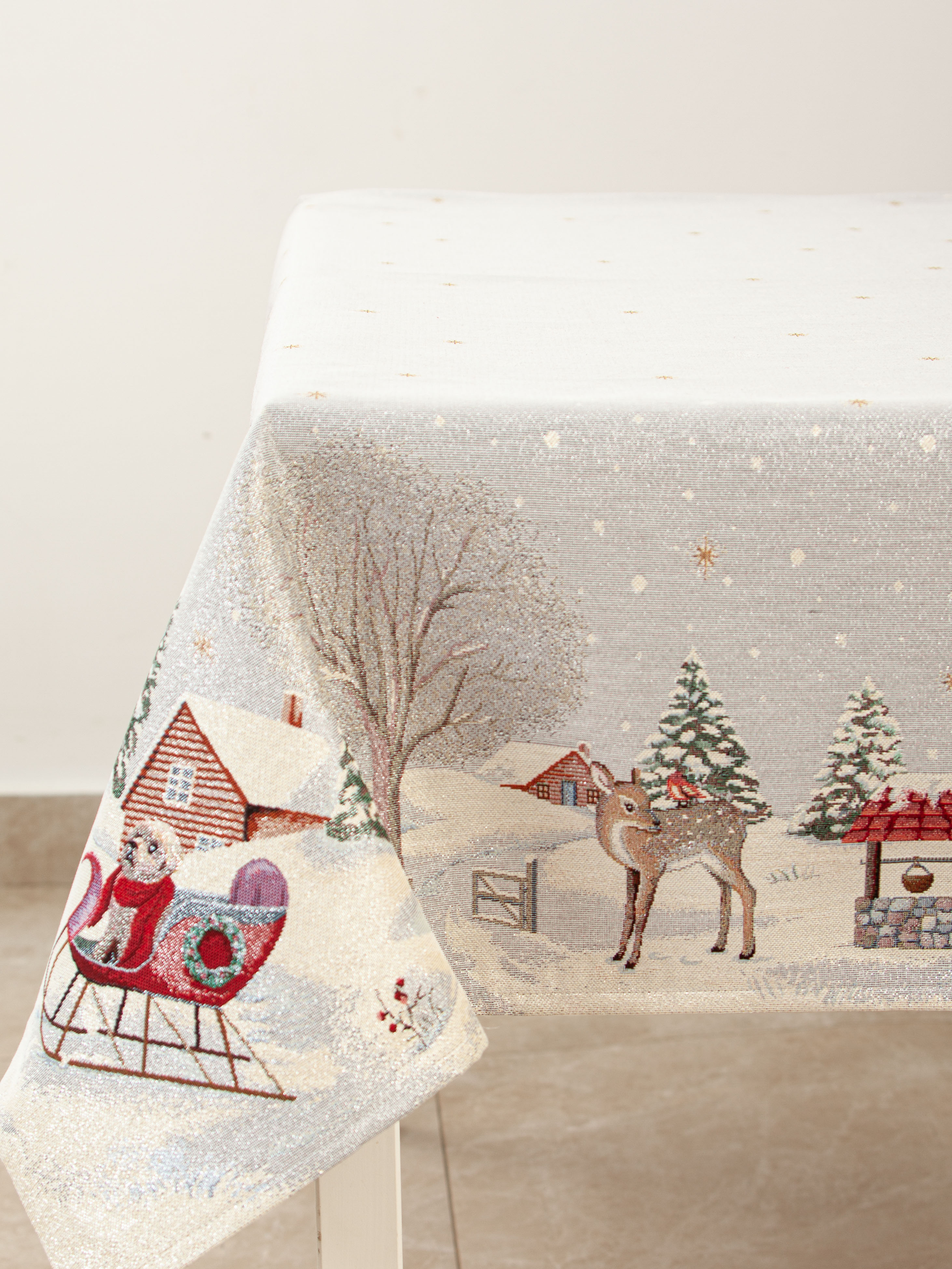 Олененок с птичкой Снеговик Скатерть 140х180 см 2105786