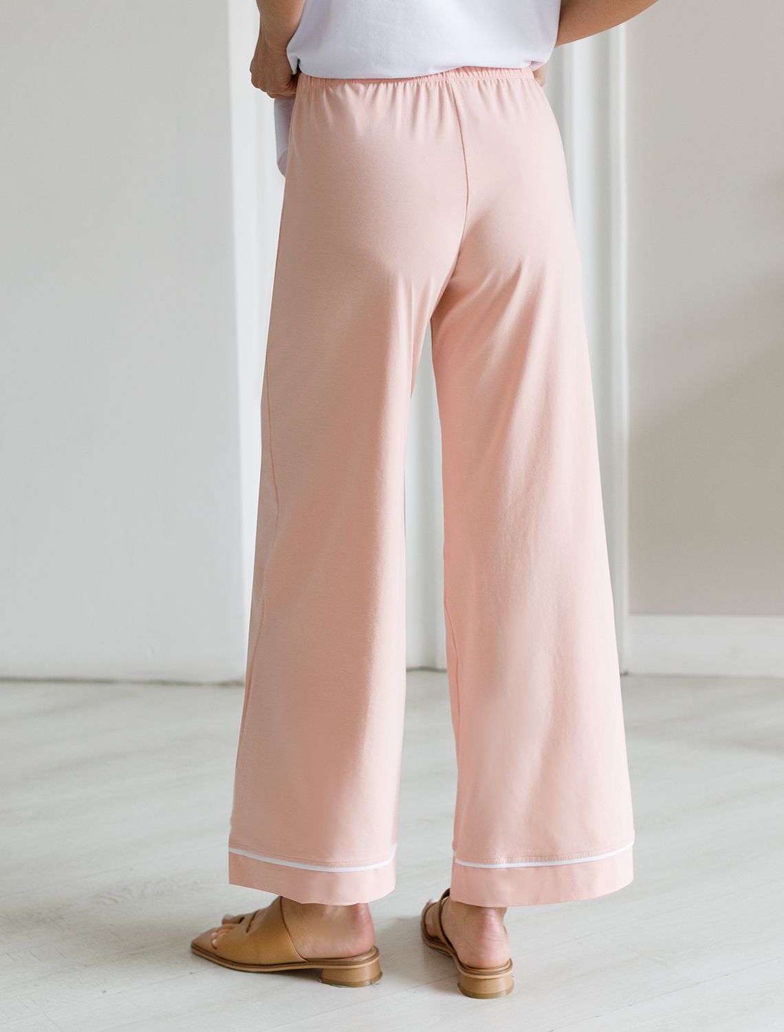 Прямые брюки из эластичного хлопка с контрастным кантом