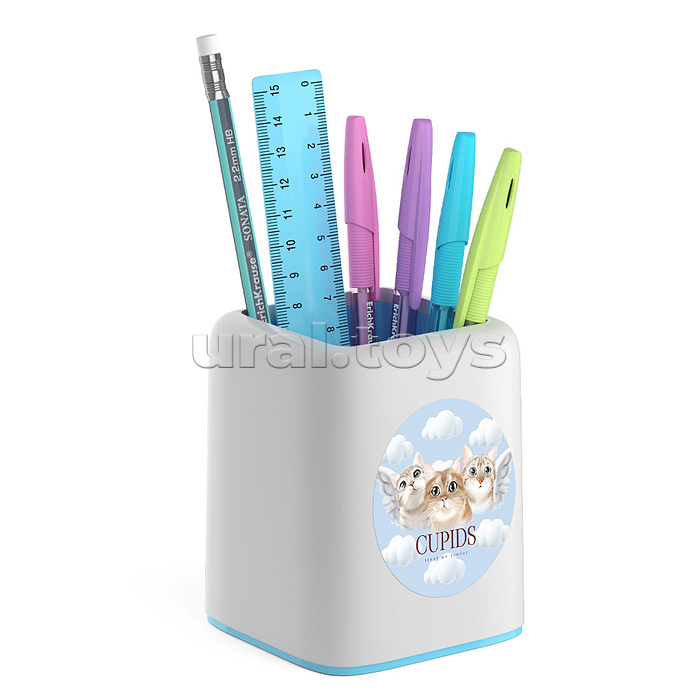 Набор настольный пластиковый Forte, Cupids, белый с голубой вставкой