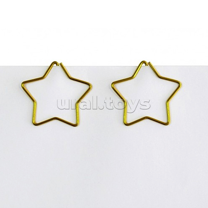 Скрепки фигурные звездочка L30 мм, 12 шт., пластиковая коробка, европодвес, золотые