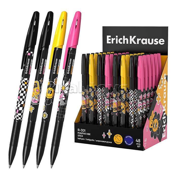 Ручка шариковая R-301 Stick Positive Vibe 0.7, цвет чернил синий (в дисплее по 48 шт.)