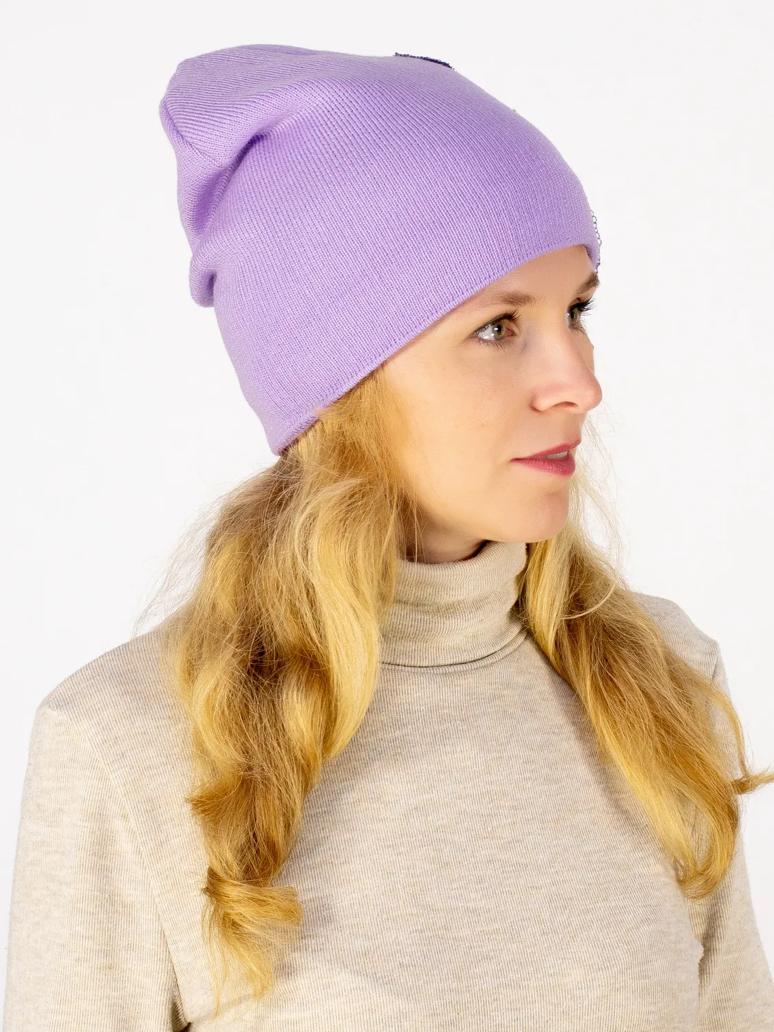 Шапка женская весна-осень Кружева (Цвет сиреневый), размер 52-54
