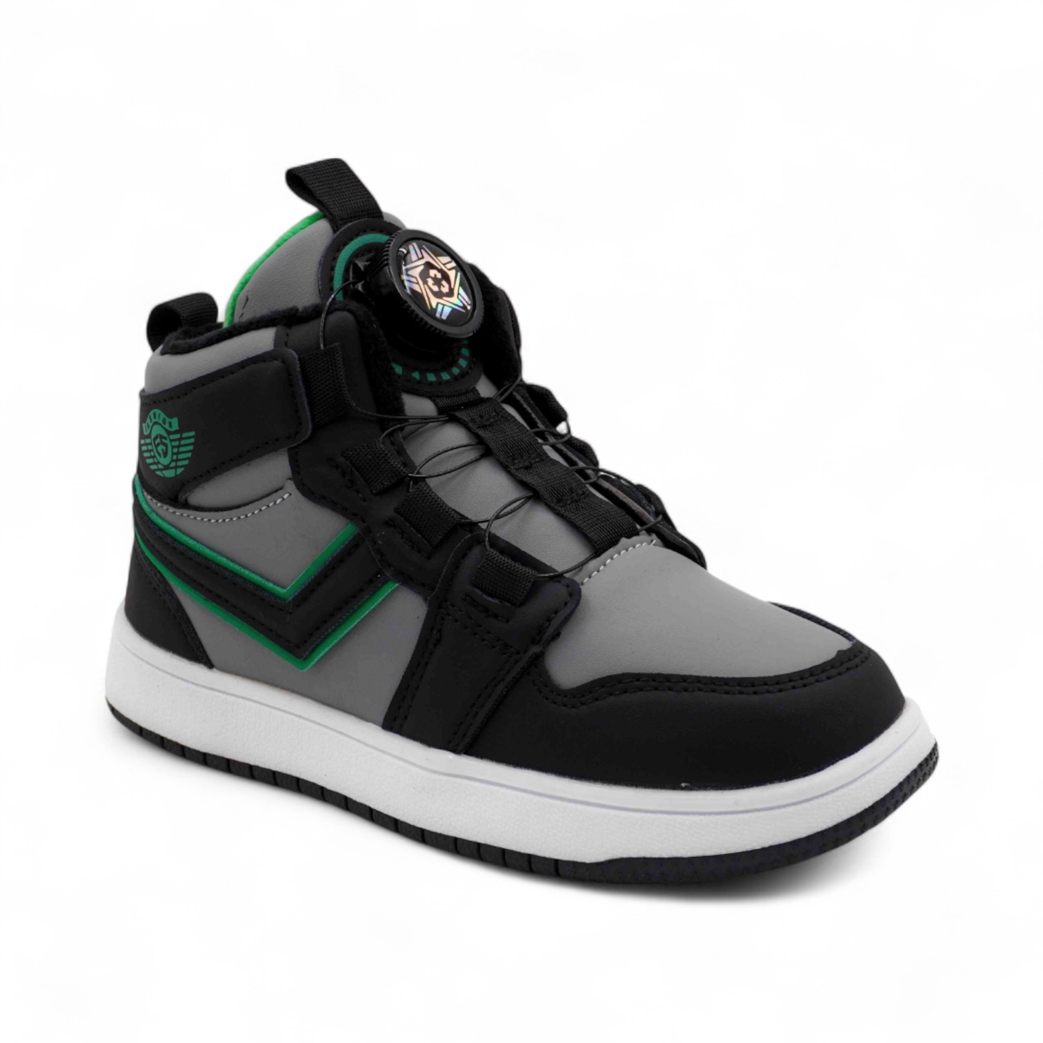 Кроссовки высокие демисезонные А7772-6 серо зеленые п/п