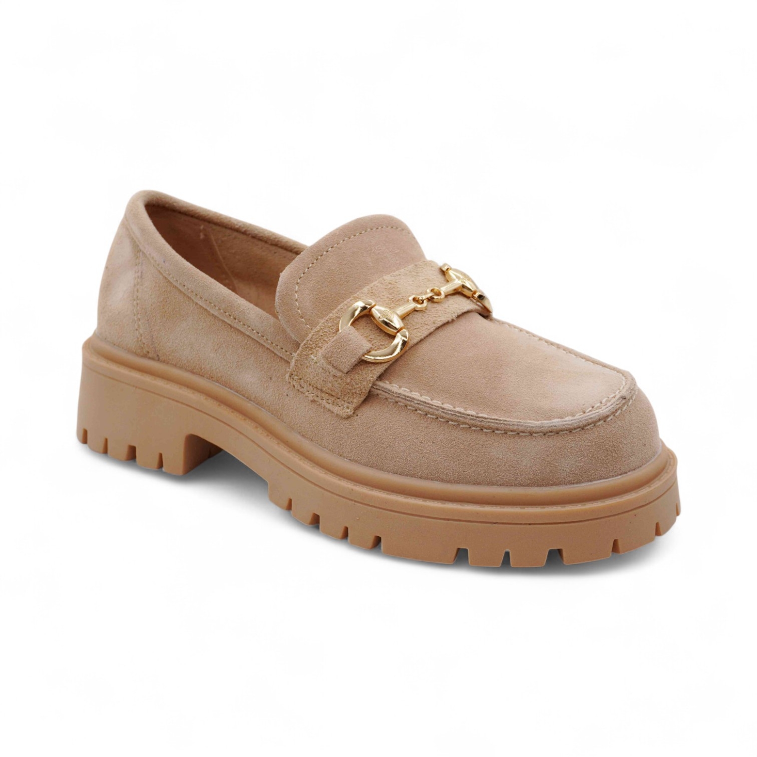 Лоферы из натуральной замши ЕМ19-7 бежевые