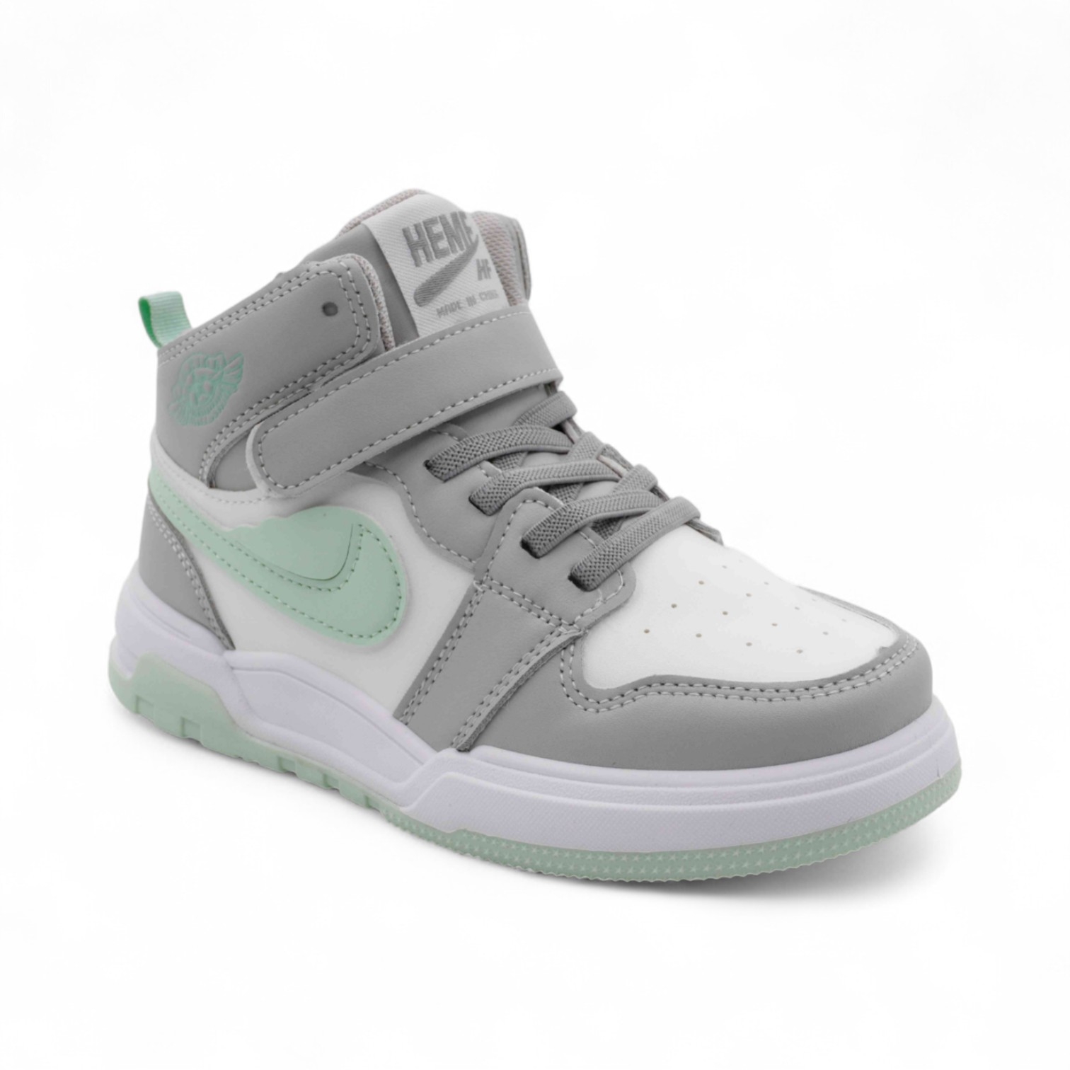 Кроссовки подростковые высокие 4490-3А серо зеленые