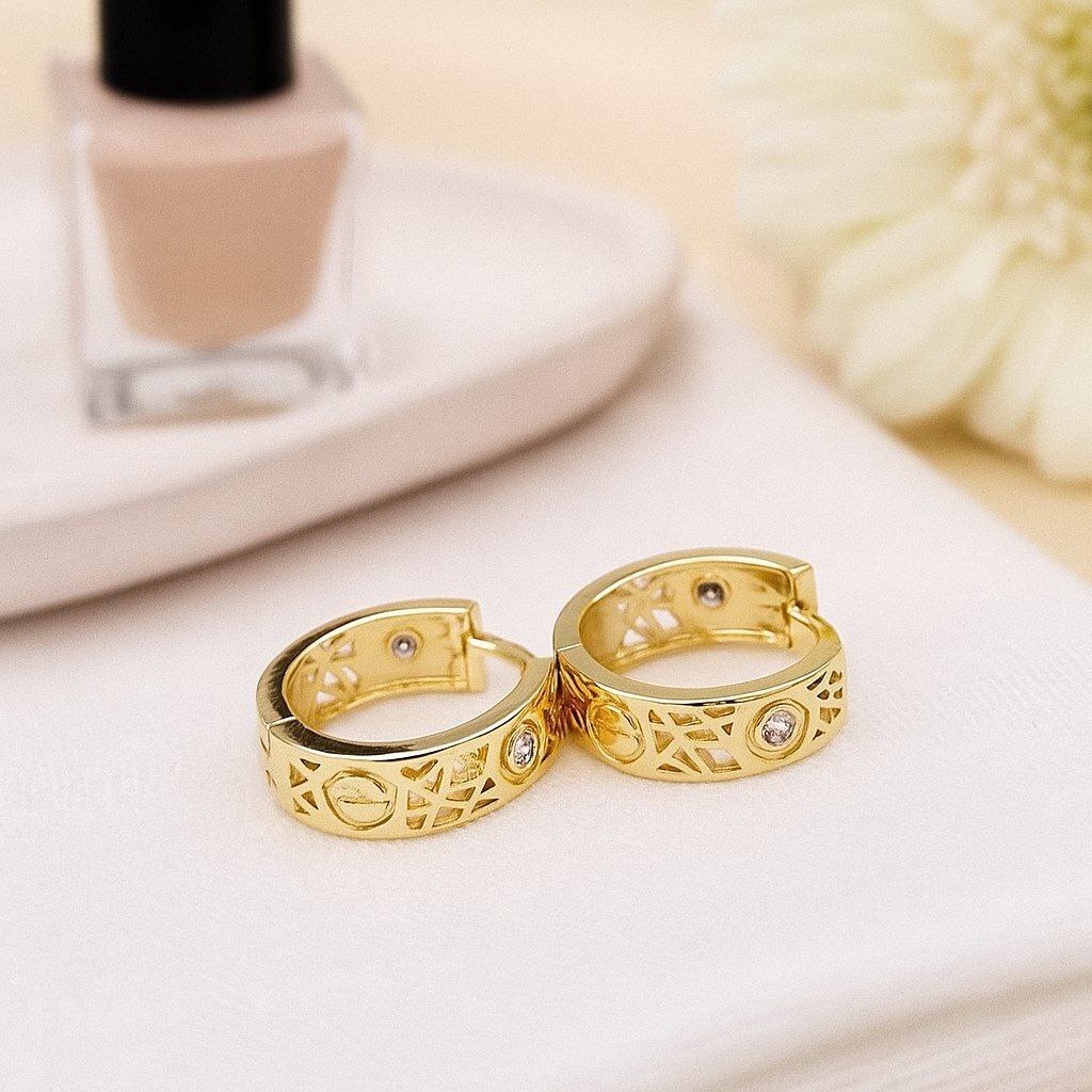 Серьги колечки лимонная позолота, арт.313.219