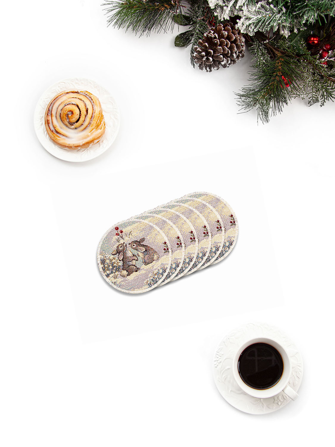 Лесные друзья у кормушки Комплект салфеток 6шт д11 см БТ серебро 2107415 Распродажа