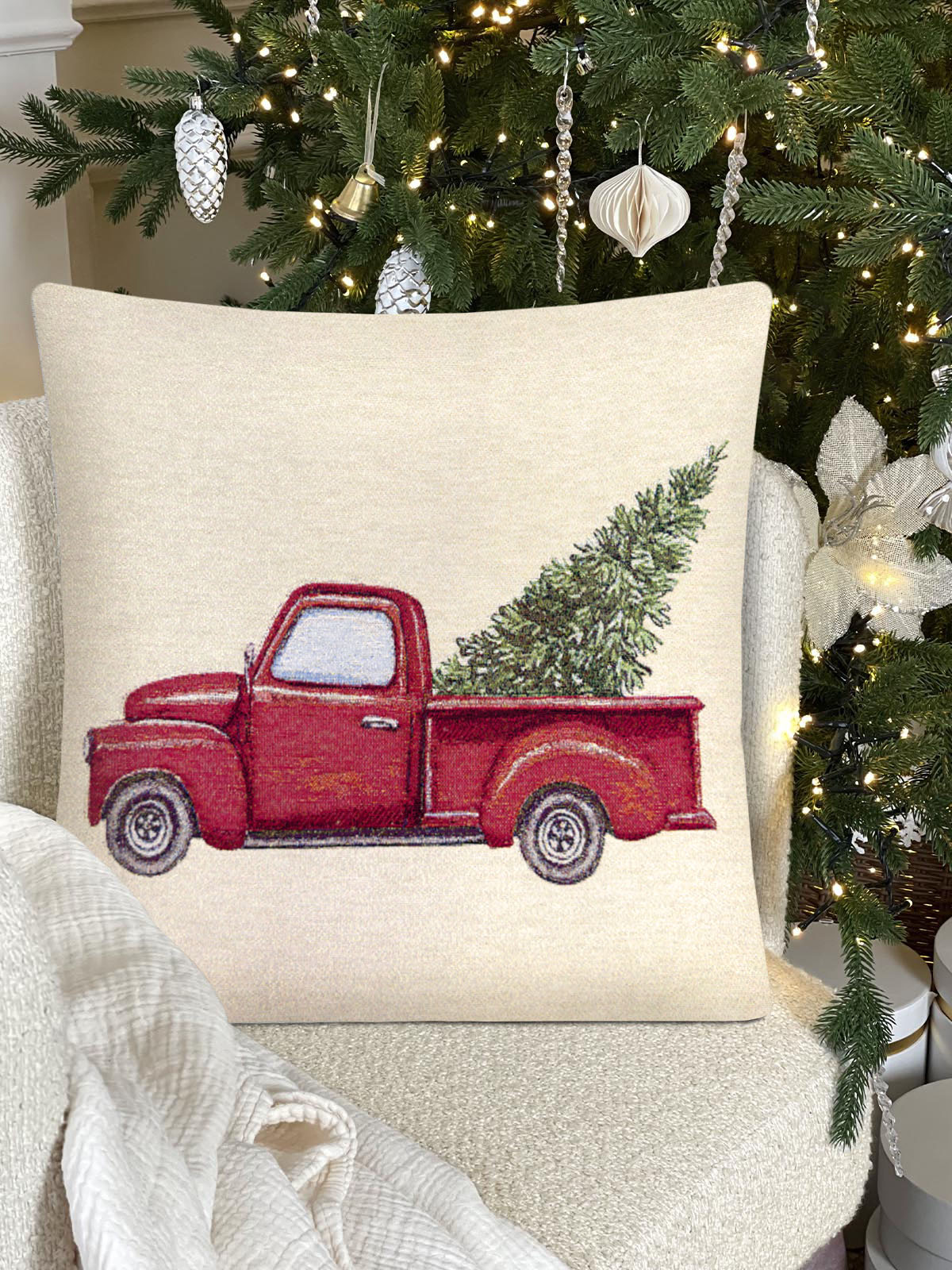 Ретро открытка Пикап Наволочка 45х45 см золото 2106875