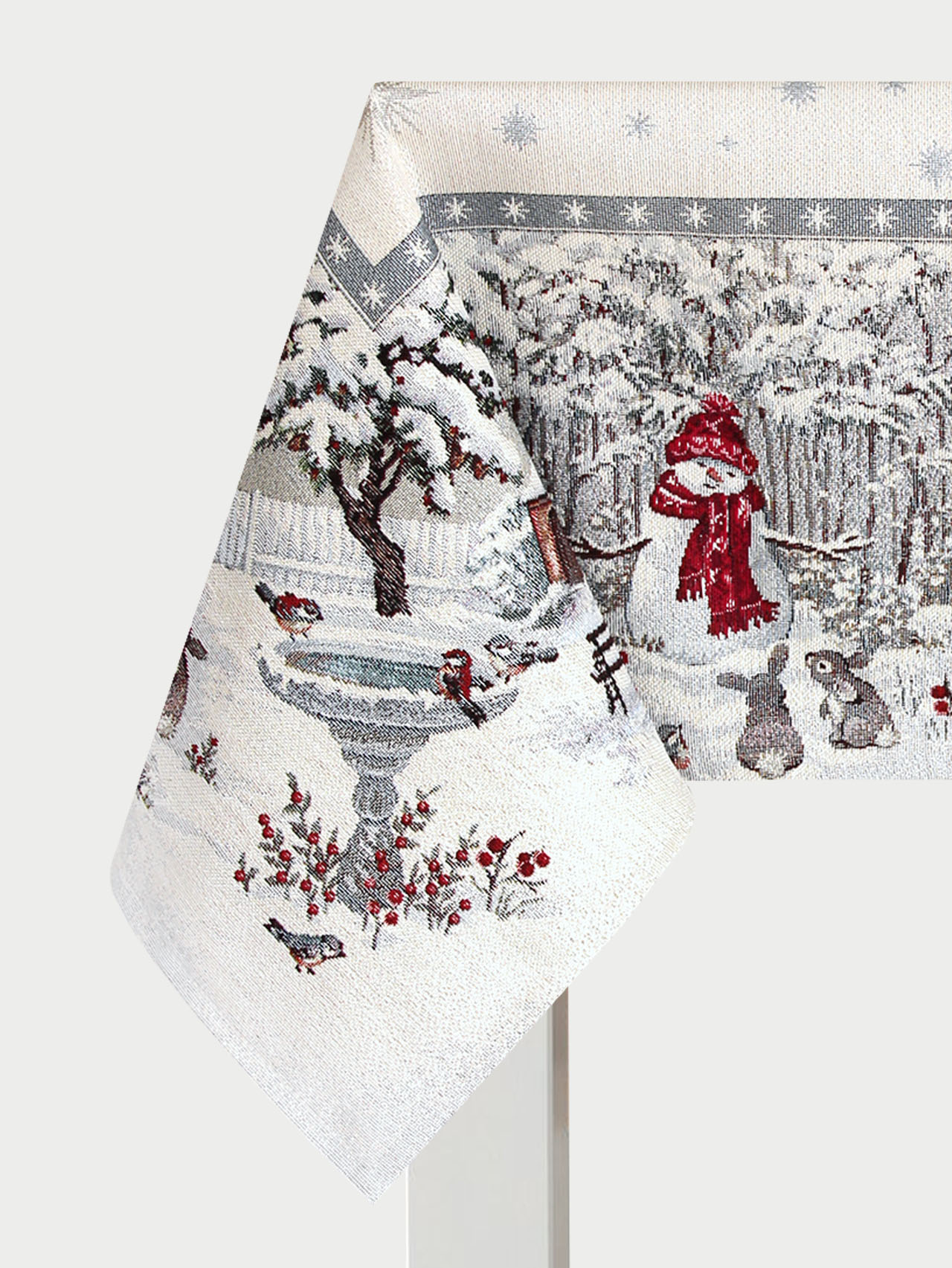 Лесные друзья у кормушки Скатерть 160х360 см 2106747 серебро