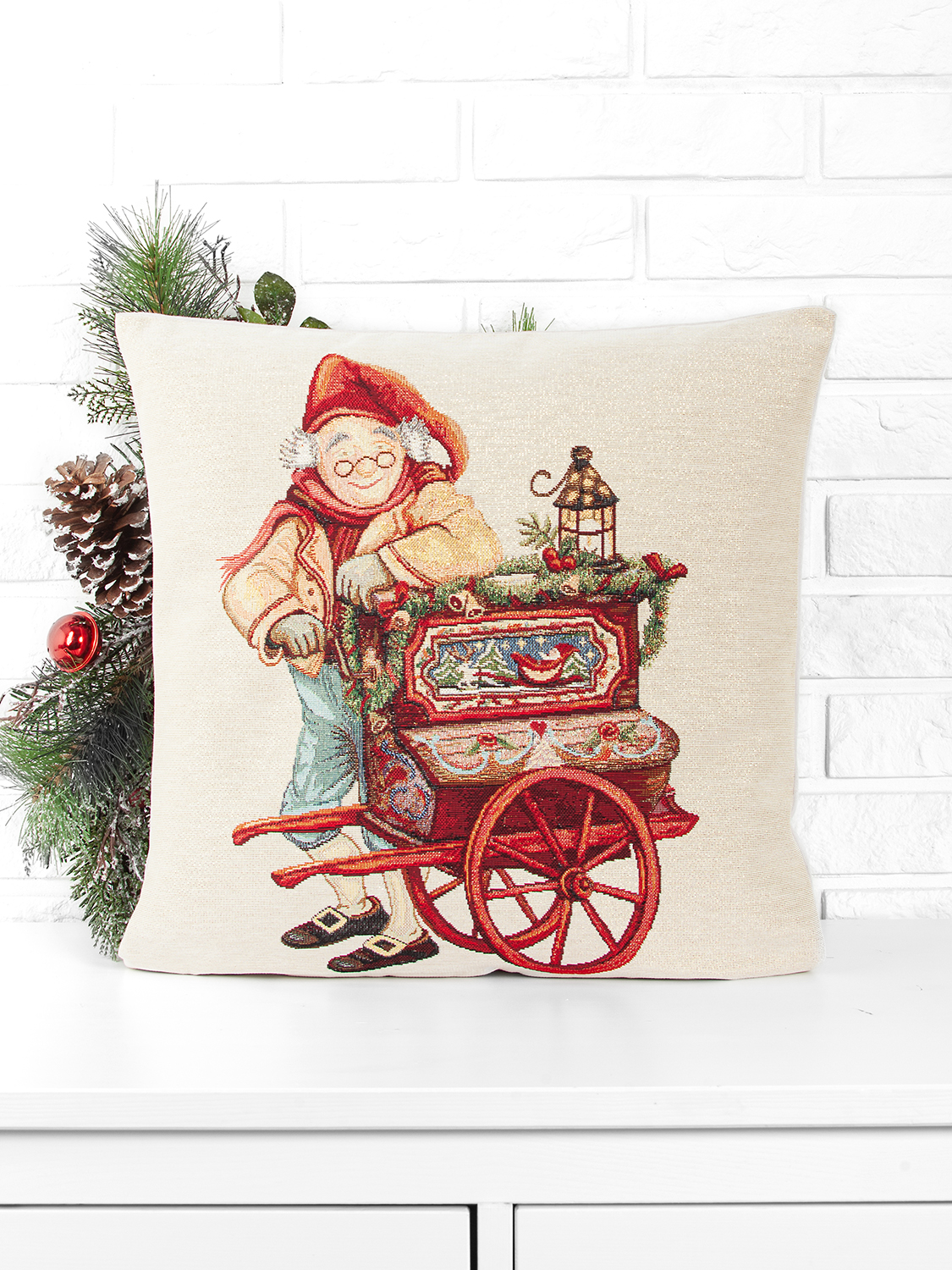 Ретро открытка Шарманщик Наволочка 45х45 см 2103537